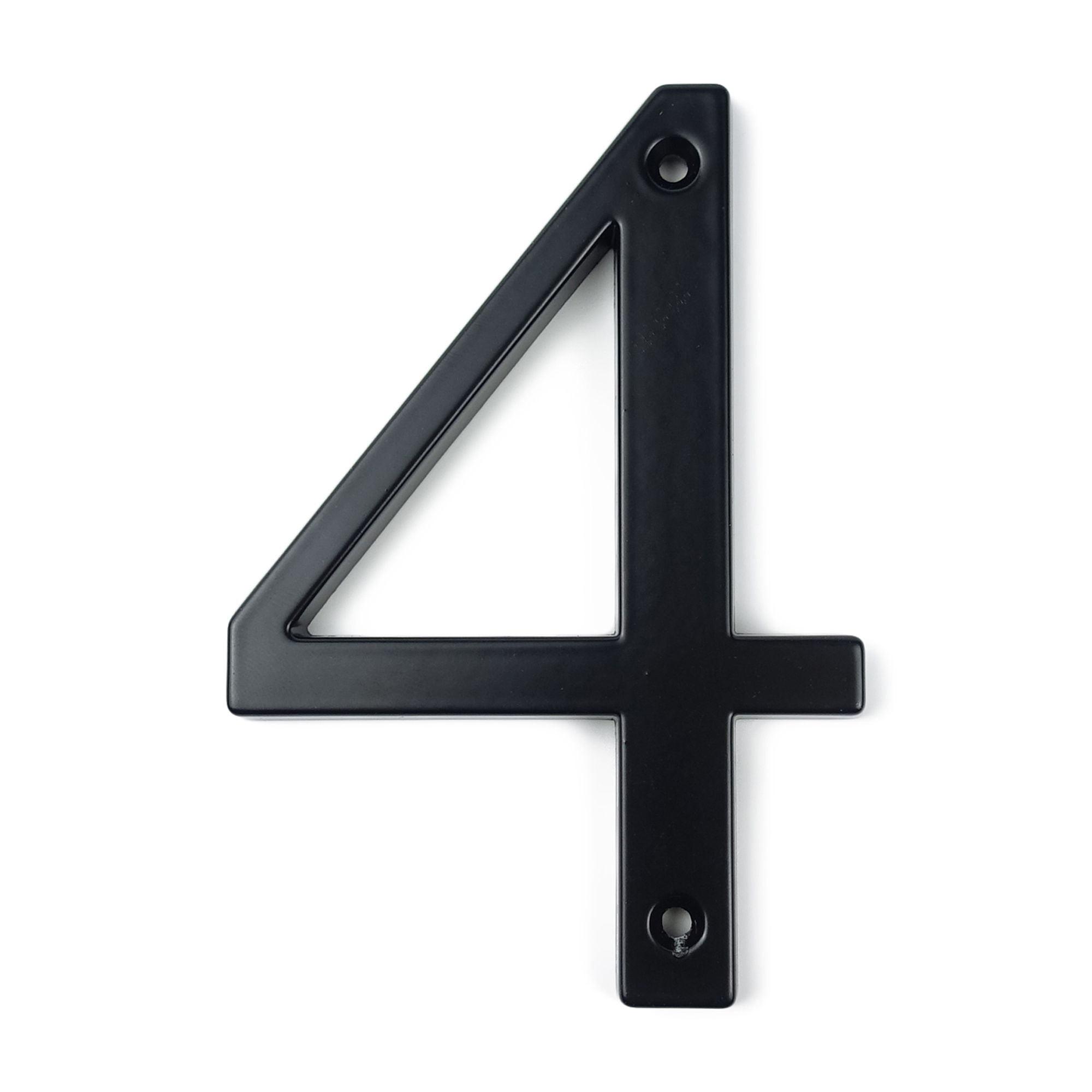 Matte Black 4-Inch Zinc Alloy House Number