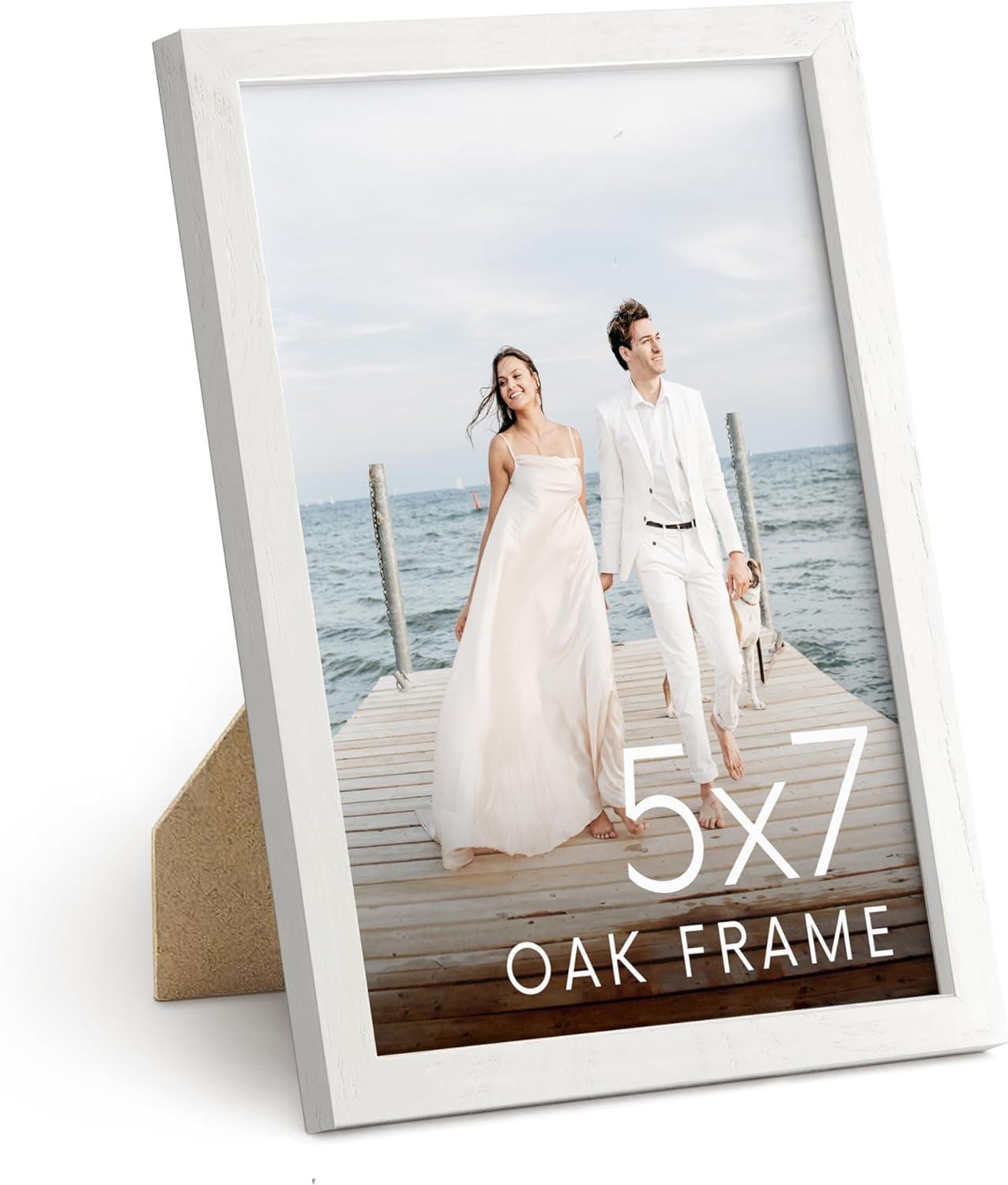 White Oak 5x7 Wood Picture Frame for Tabletop and Wall