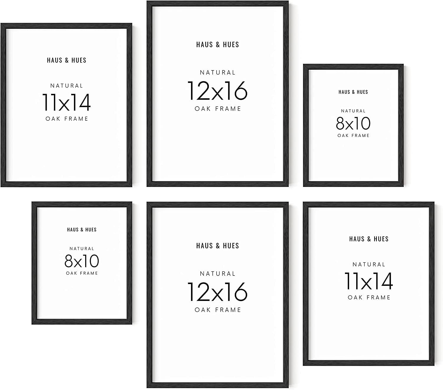 HAUS AND HUES Black Frames for Gallery Wall - Set of 6 Picture Collage Frames for Wall, picture Frame Sets for Wall Collage, Gallery Wall Frame Set (Two 8x10, Two 11x14, Two 12x16 Framed Black)