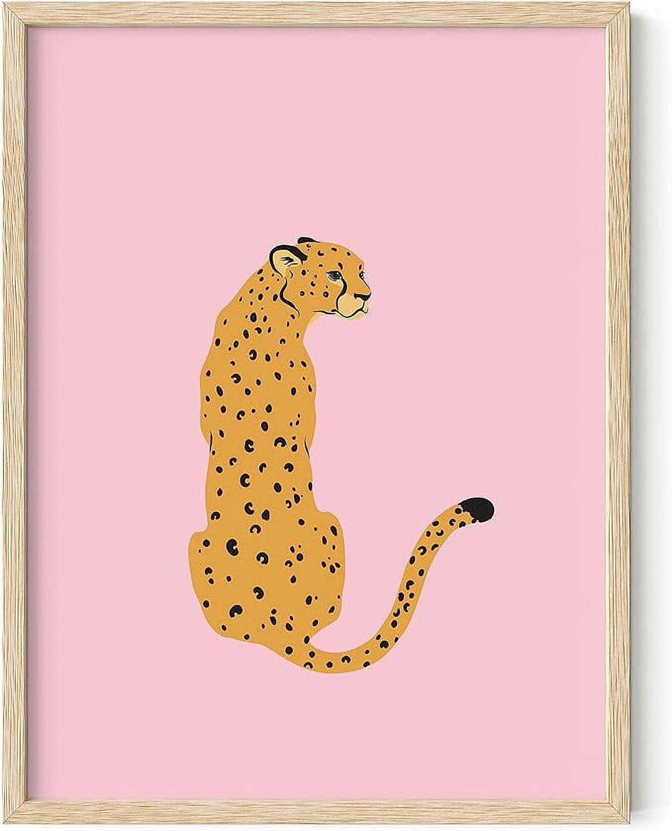 Beige Framed Pink Cheetah Print Wall Decor 12" x 16"