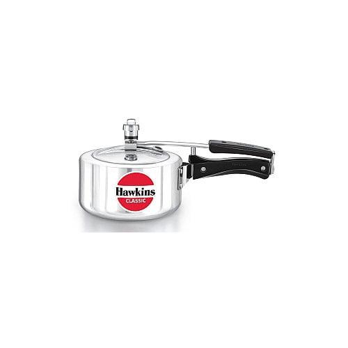 Hawkins Classic 2L Aluminum Pressure Cooker: Stovetop, Cool Touch Handle, Hand Wash, Silver, 1-Year Warranty