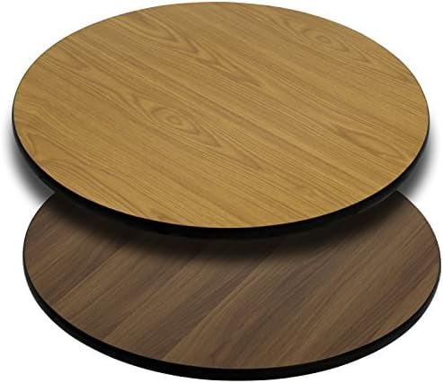 42" Round Natural/Walnut Reversible Laminate Dining Table Top