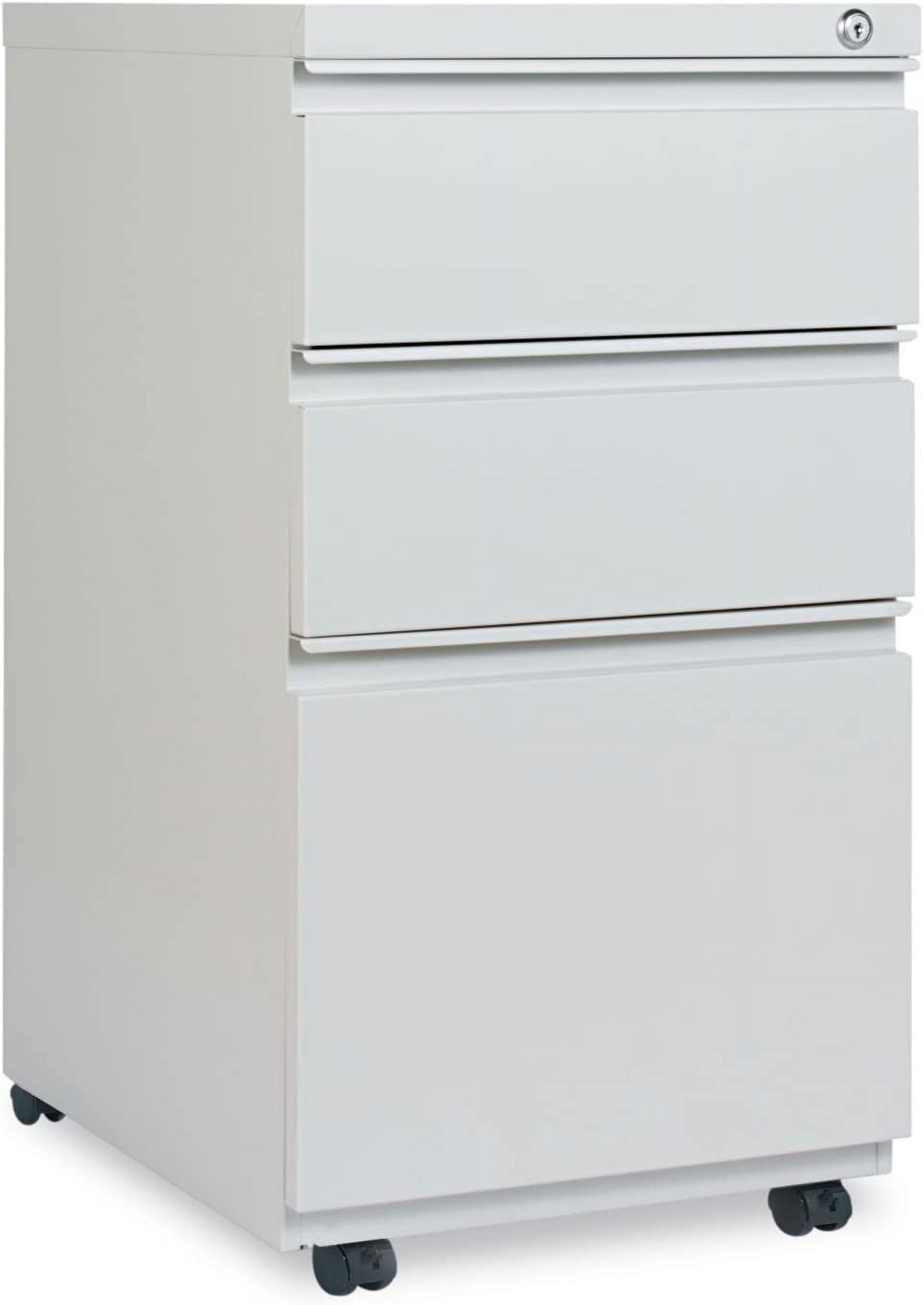 Light Gray 3-Drawer Mobile Pedestal File Cabinet, Legal Size