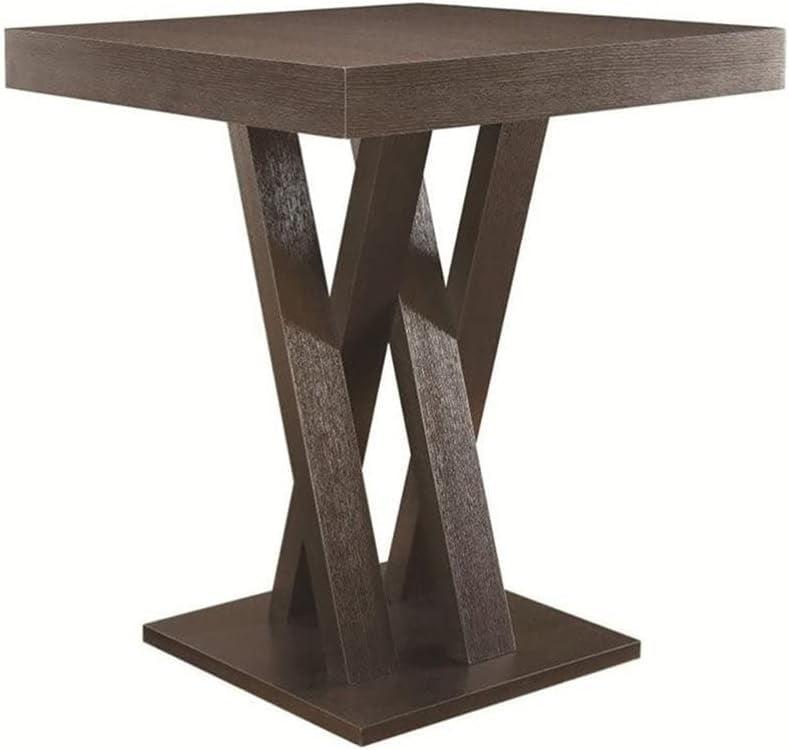 Modern Cappuccino Square Counter-Height Dining Table with Crisscross Base