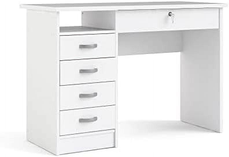 Walden White Engineered Wood Desk with 5 Drawers