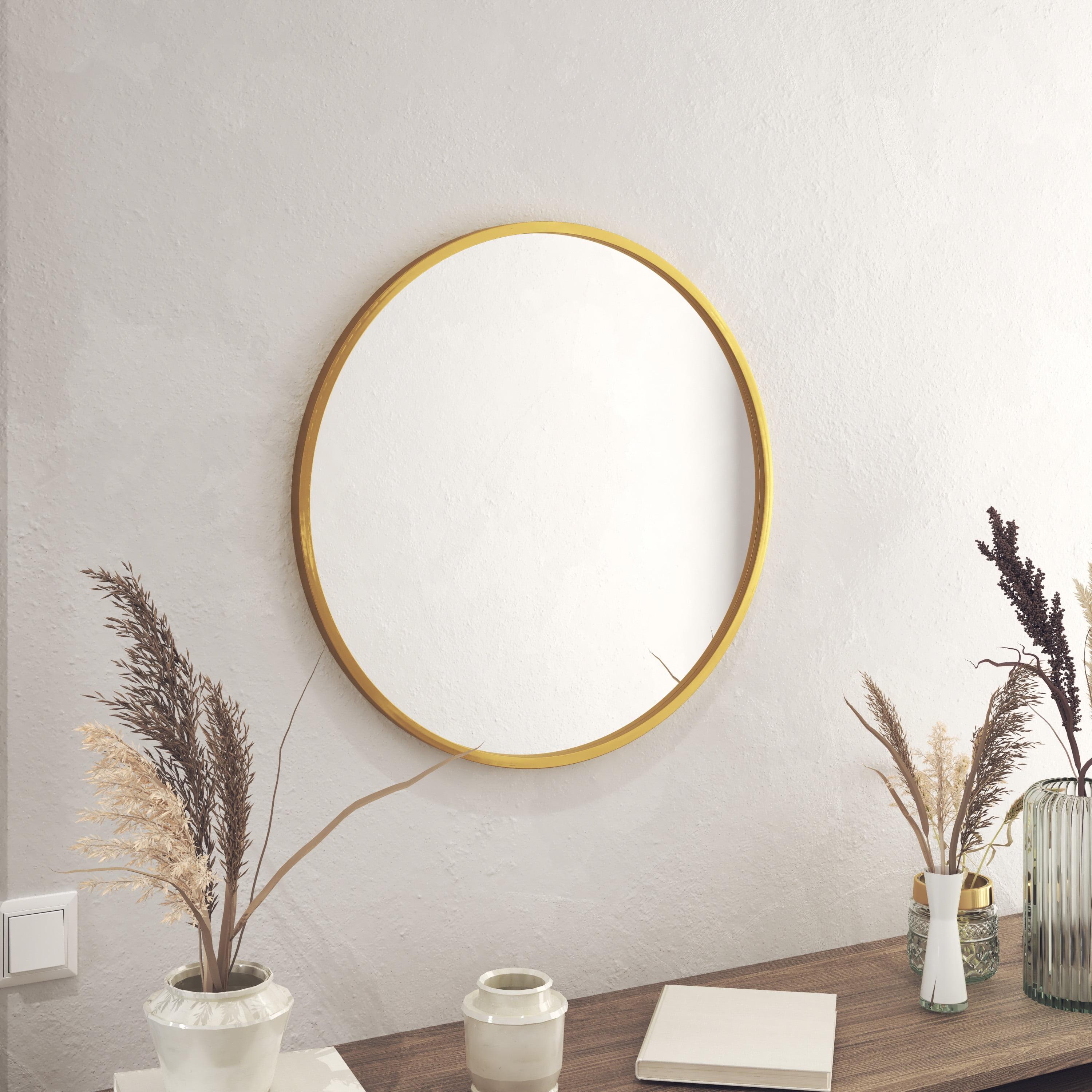 HBCY Creations Gold Circle Wall Mirror 24 Inch Round Wall Mirror for Entryways, Washrooms, Living Rooms and More (Gold, 24")