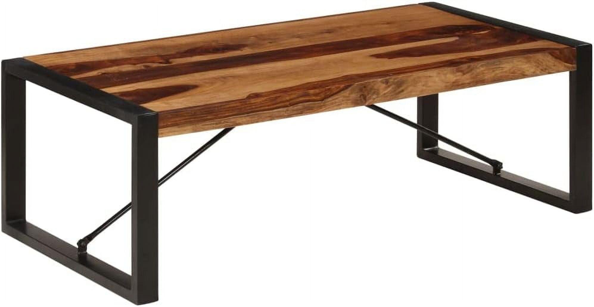 47.2" Sheesham Wood and Steel Industrial Coffee Table