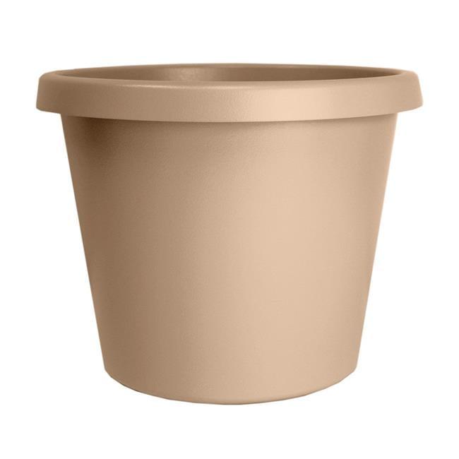 The HC Companies 12 Inch Round Prima Planter - Plastic Plant Pot with Rolled Rim for Indoor Outdoor Plants Flowers Herbs, Sandstone