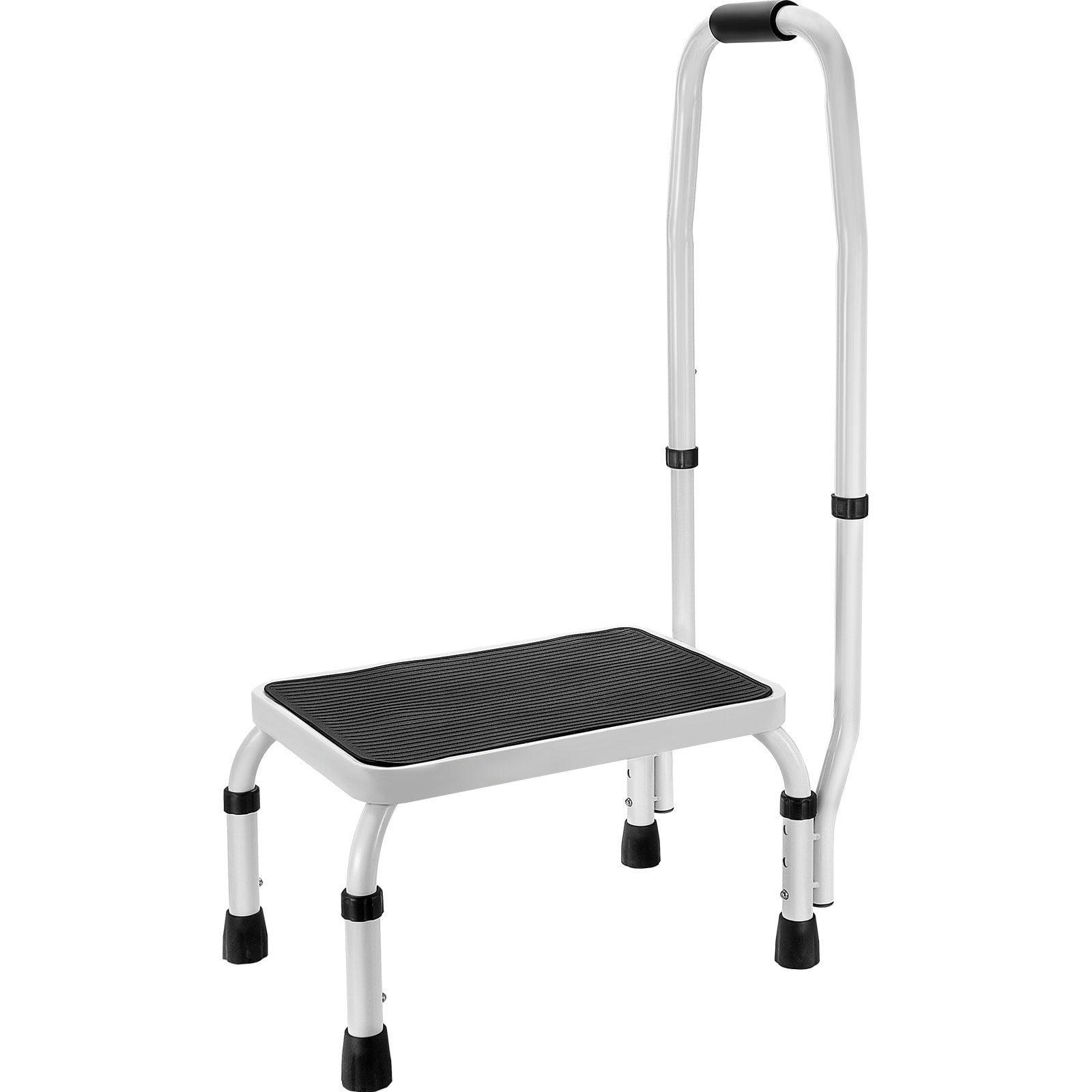 Adjustable Steel Step Stool with Handrail, Non-Slip Platform