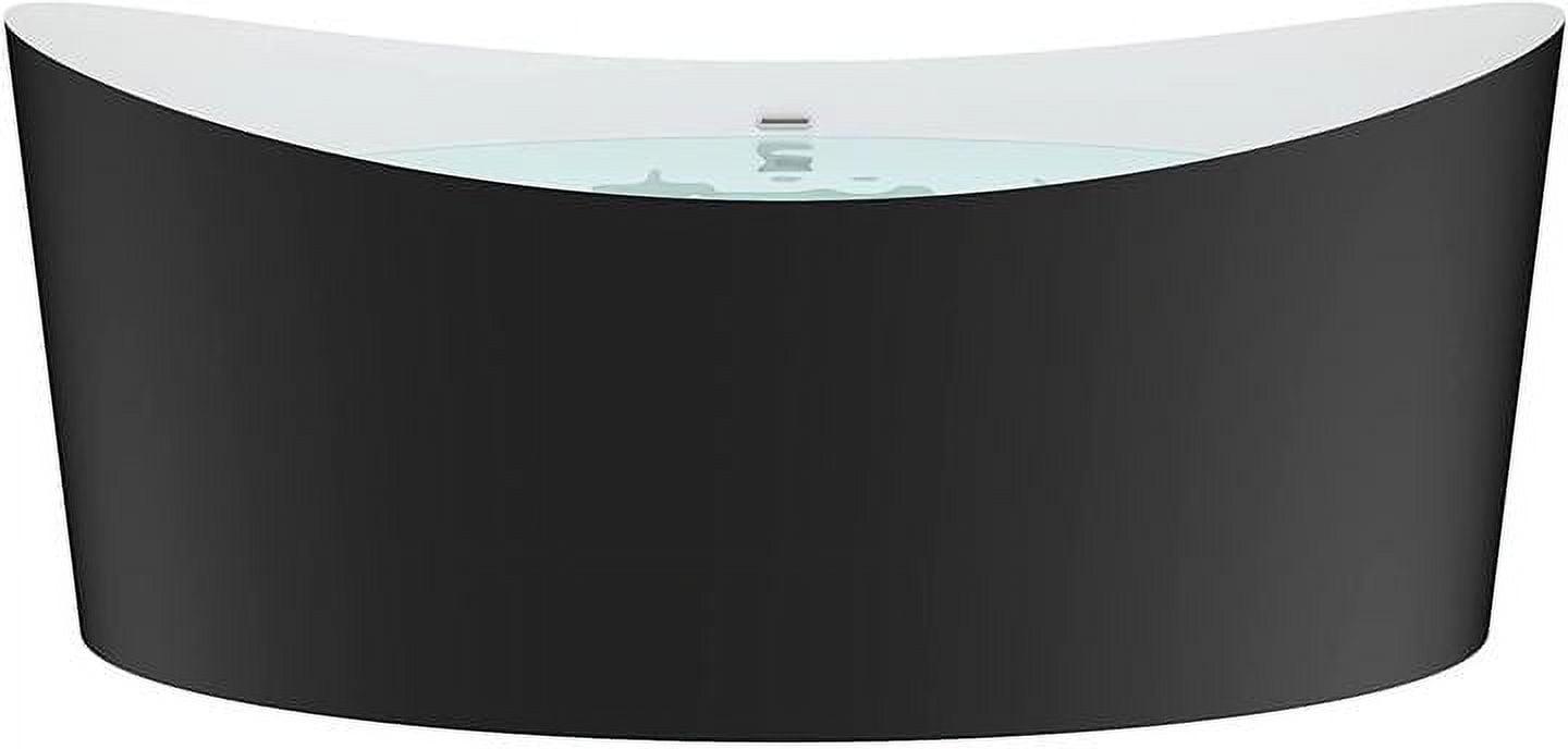 HEATGENE 68.5 Inches Acrylic Freestanding Bathtub Oval Modern Bathtub Contemporary Soaking Tub Easy to Install UPC Certified Drain & Overflow Assembly Included, Black