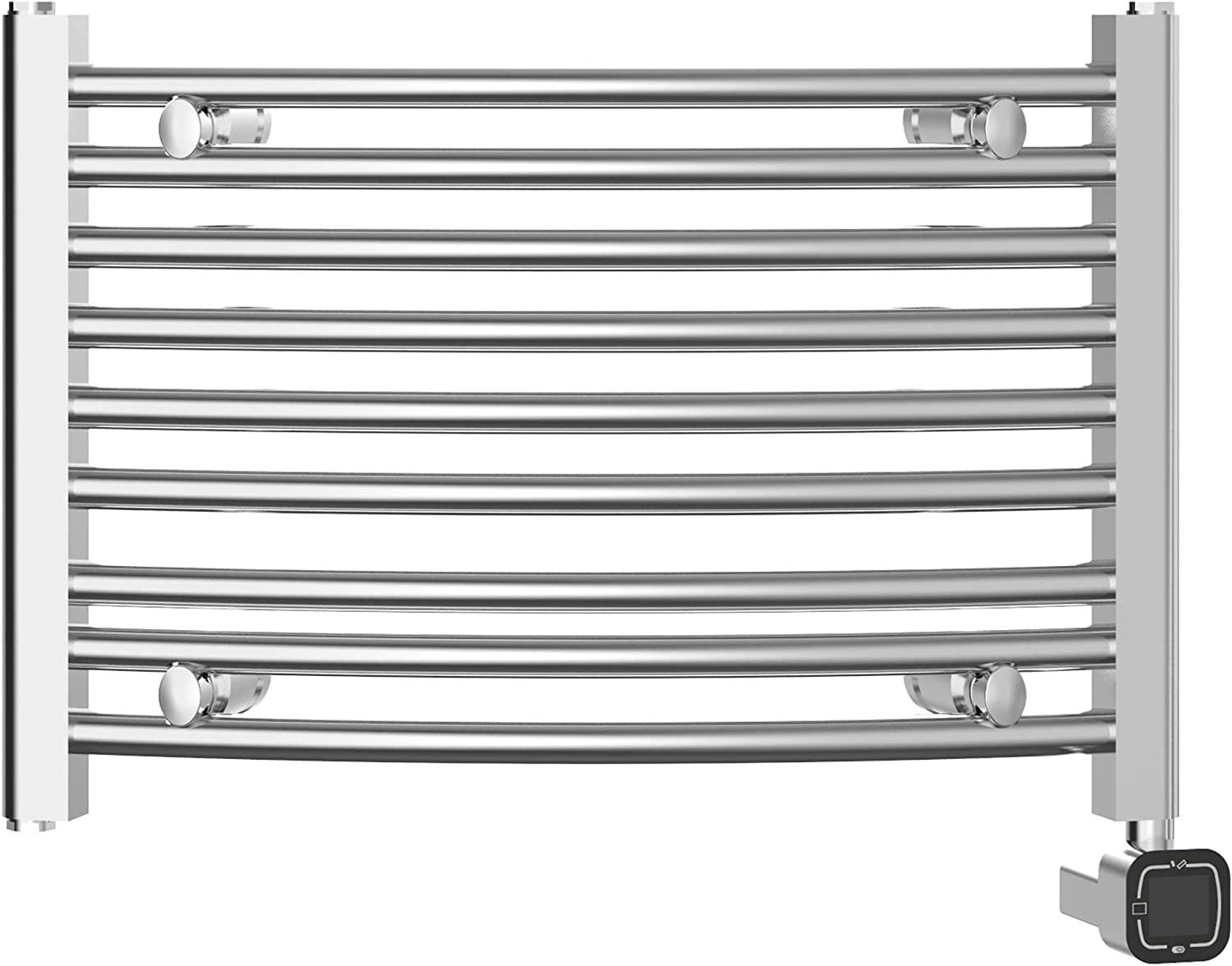 Chrome Wall-Mounted Curved Towel Warmer with Timer