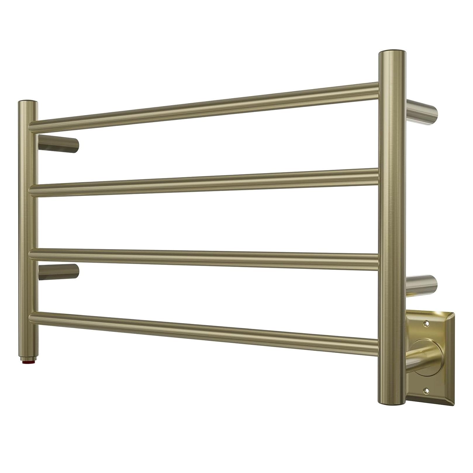 Brushed Brass 4-Bar Wall-Mounted Towel Warmer