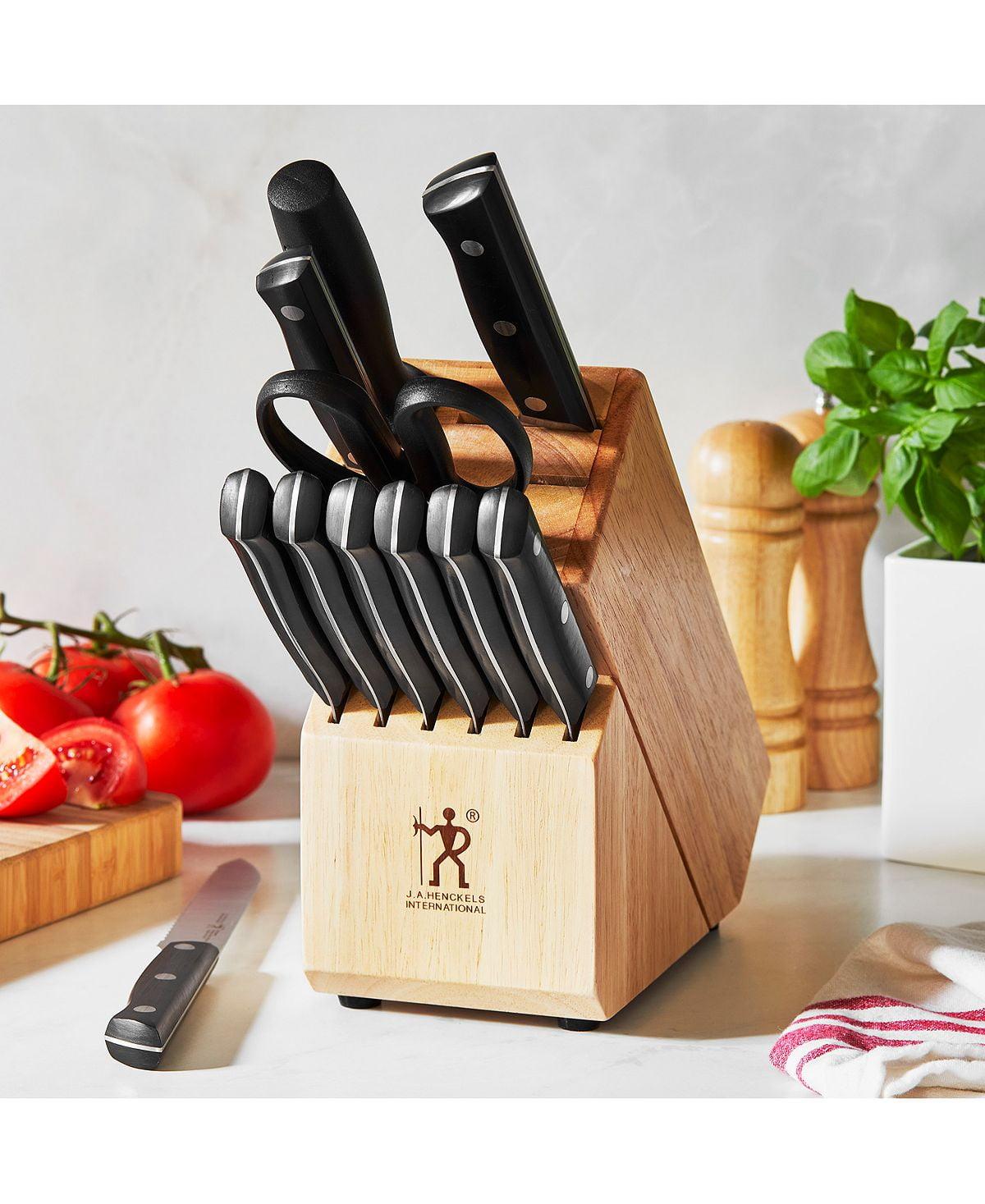 Dynamic 12-Piece Stainless Steel Knife Block Set with Hardwood Block