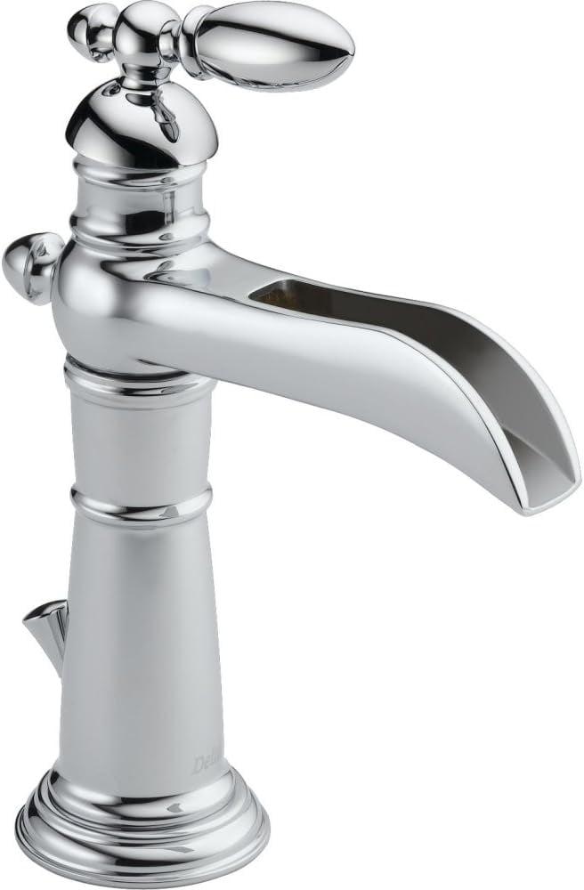 Chrome Victorian Single Hole Bathroom Faucet with Metal Handle