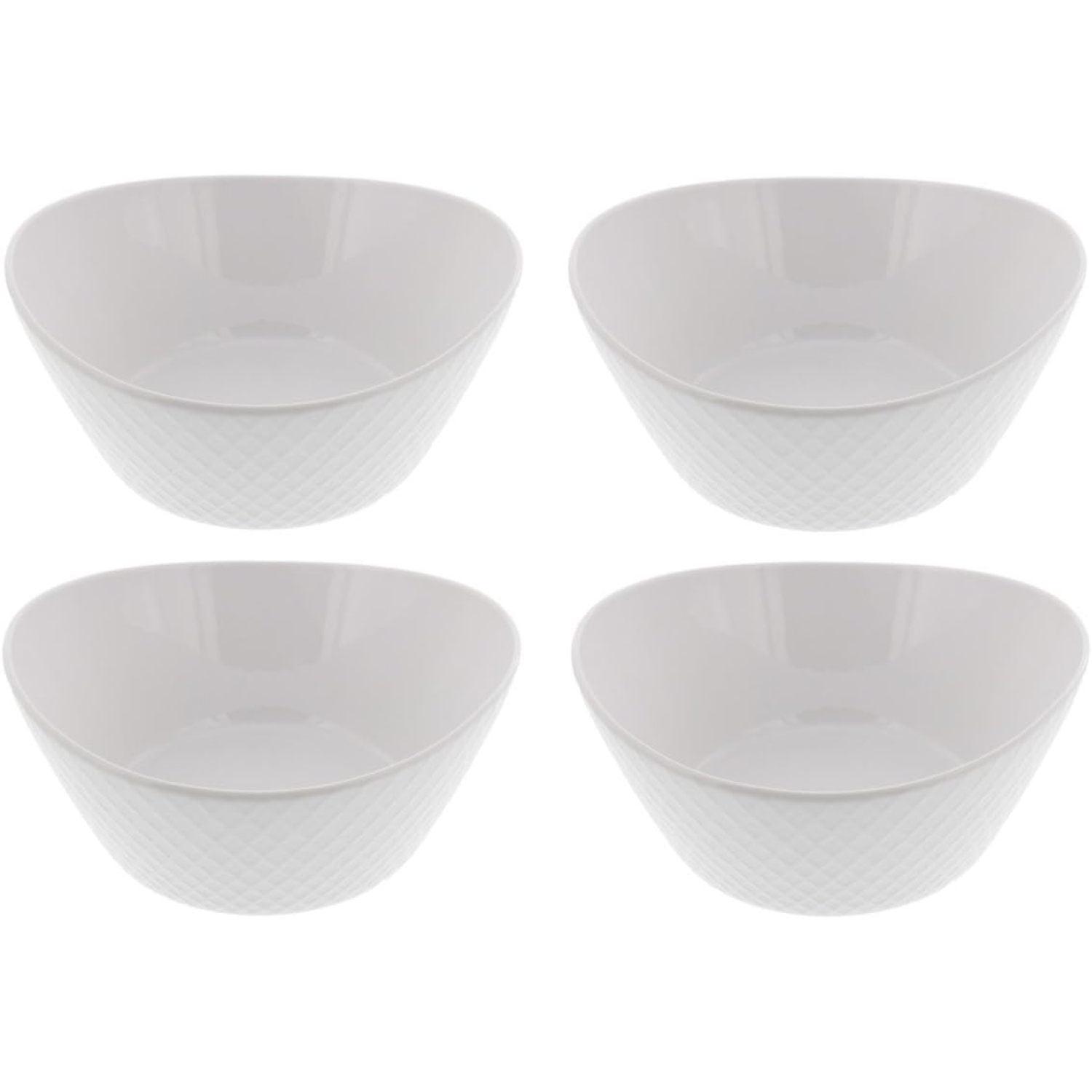 Classic White Porcelain 4-Piece Round Serving Bowl Set