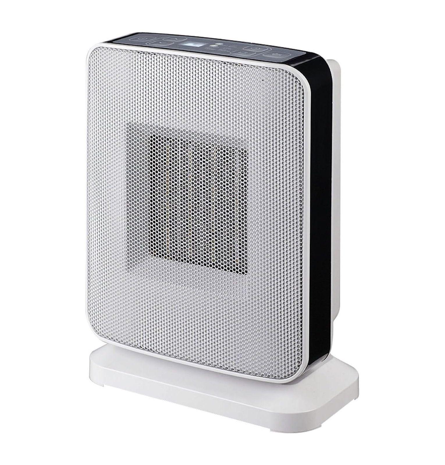 Compact Gray Ceramic Oscillating Heater with Thermostat & Auto Shut-off