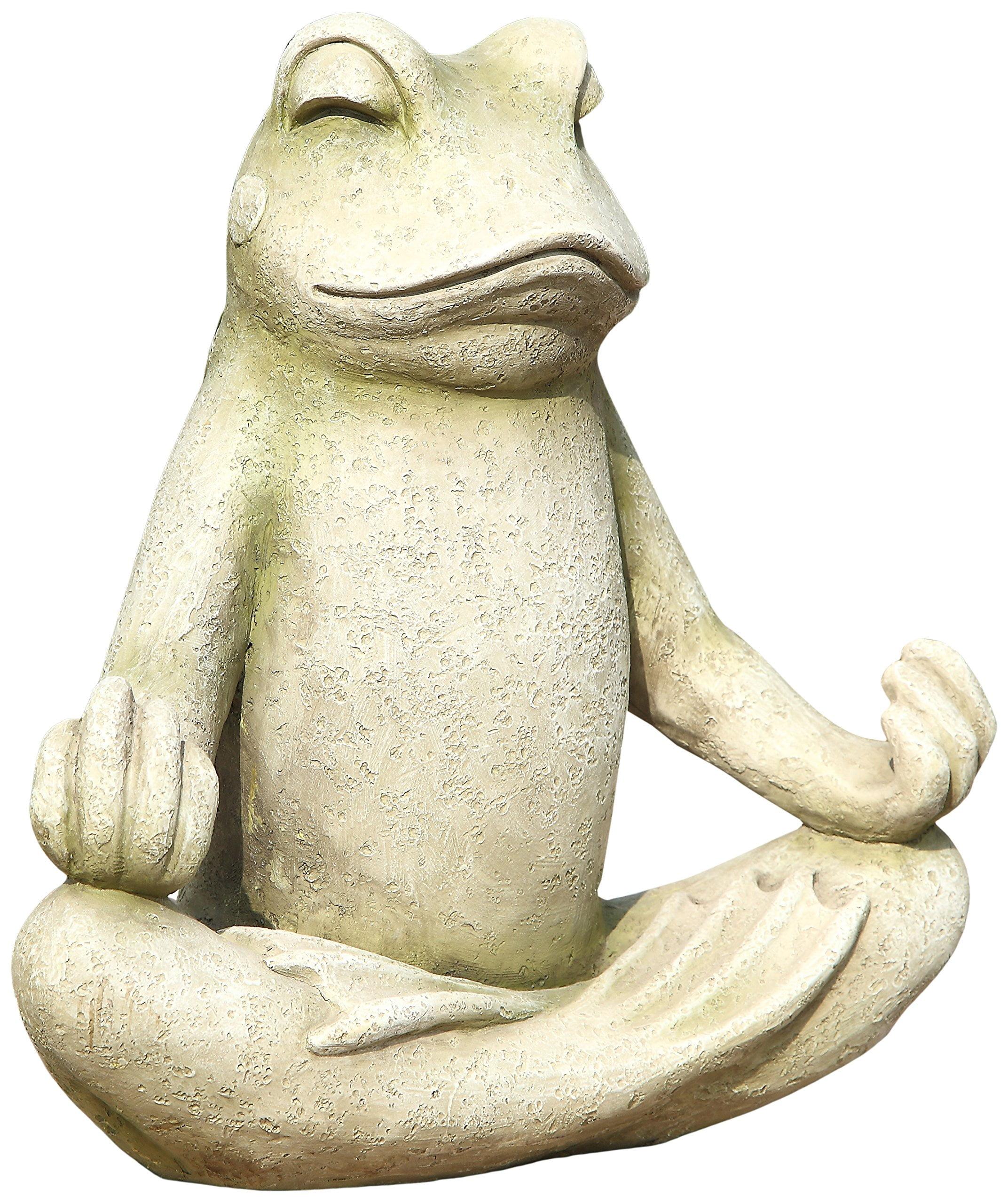 Zen Frog Polyresin Garden Statue in Lotus Position