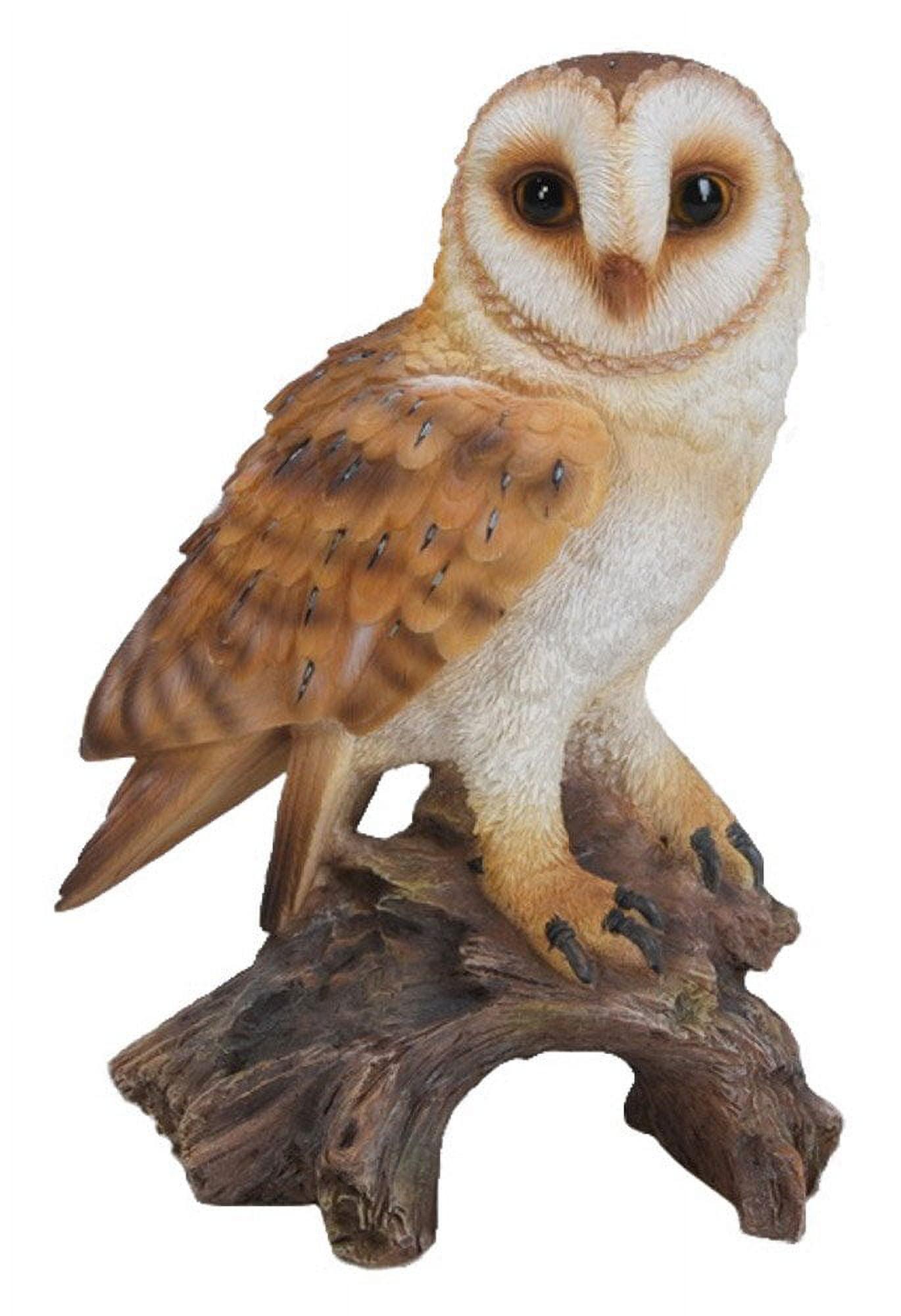 Lifelike Polyresin Barn Owl on Stump Statue