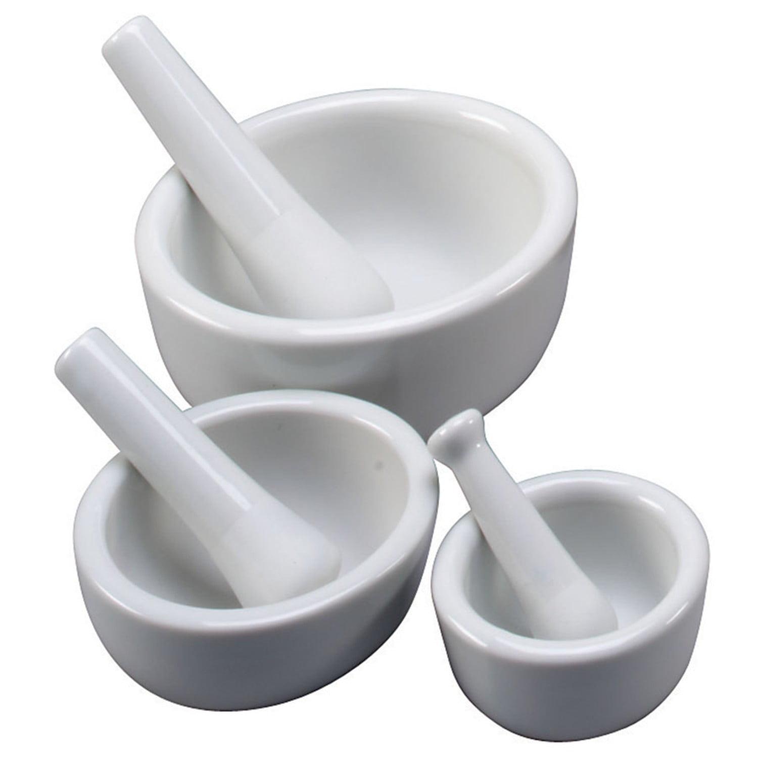 White Porcelain Mortar and Pestle Set of 3