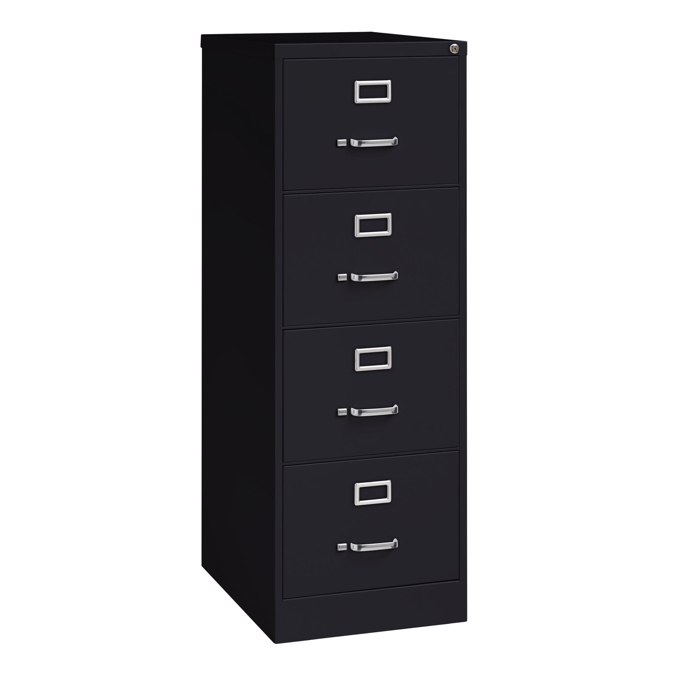 Black 25" Deep 4-Drawer Metal Vertical File Cabinet