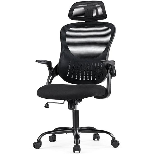 Musment Ergonomic Office Computer Desk Chair, Mesh High Back Rolling Swivel Adjustable Task Chair with Headrest and Flip-up Armrests
