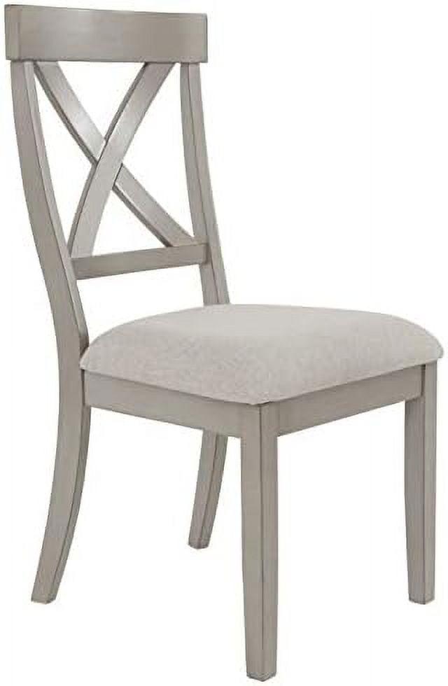 Transitional Cross-Back Upholstered Side Chair in Beige and Gray