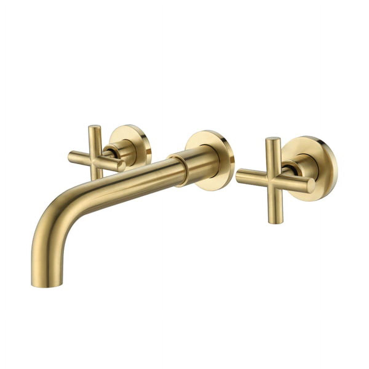 Brushed Gold Stainless Steel Wall-Mounted Bathroom Faucet