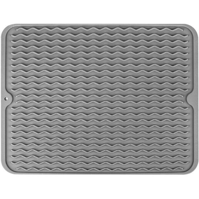 HLONK Silicone Dish Drying Mat for Multiple Usage,Easy Clean,Eco-friendly,Heat-resistant Silicone Mat for Kitchen Counter or Sink,Refrigerator or Drawer Liner Grey