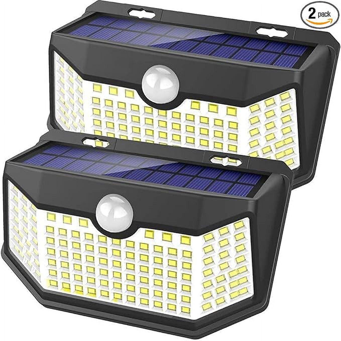 HMCITY Solar Lights Outdoor 120 LED with Lights Reflector and 3 Lighting Modes, Motion Sensor Wall Lights,IP65 Waterproof Solar Powered for Garden Patio Yard (2Pack)