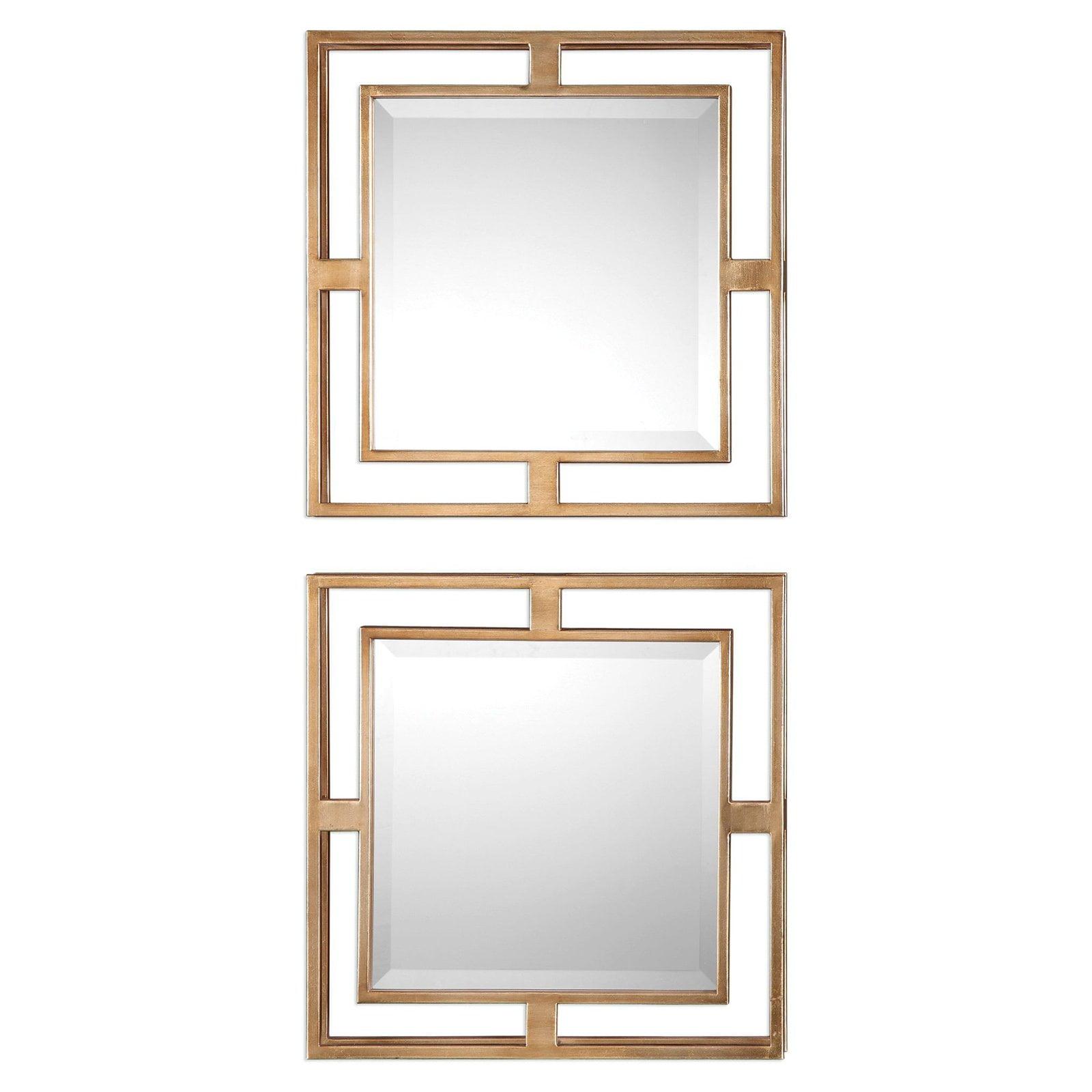 HN Home Asheville Boho Gold Square Wall Mirrors - Set of 2