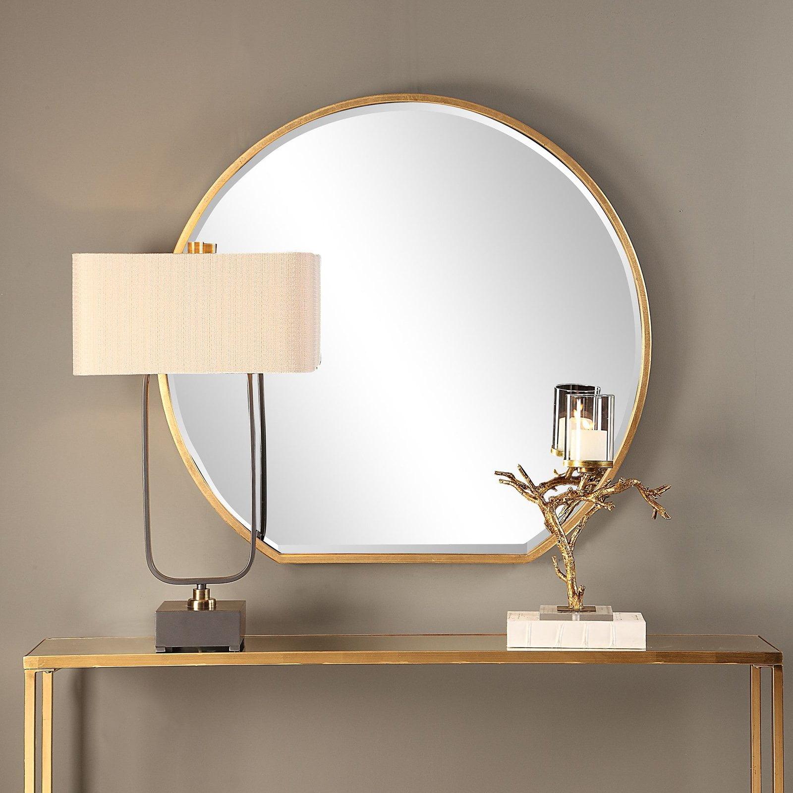 Asheville Transitional 42" Round Gold Leaf Wall Mirror