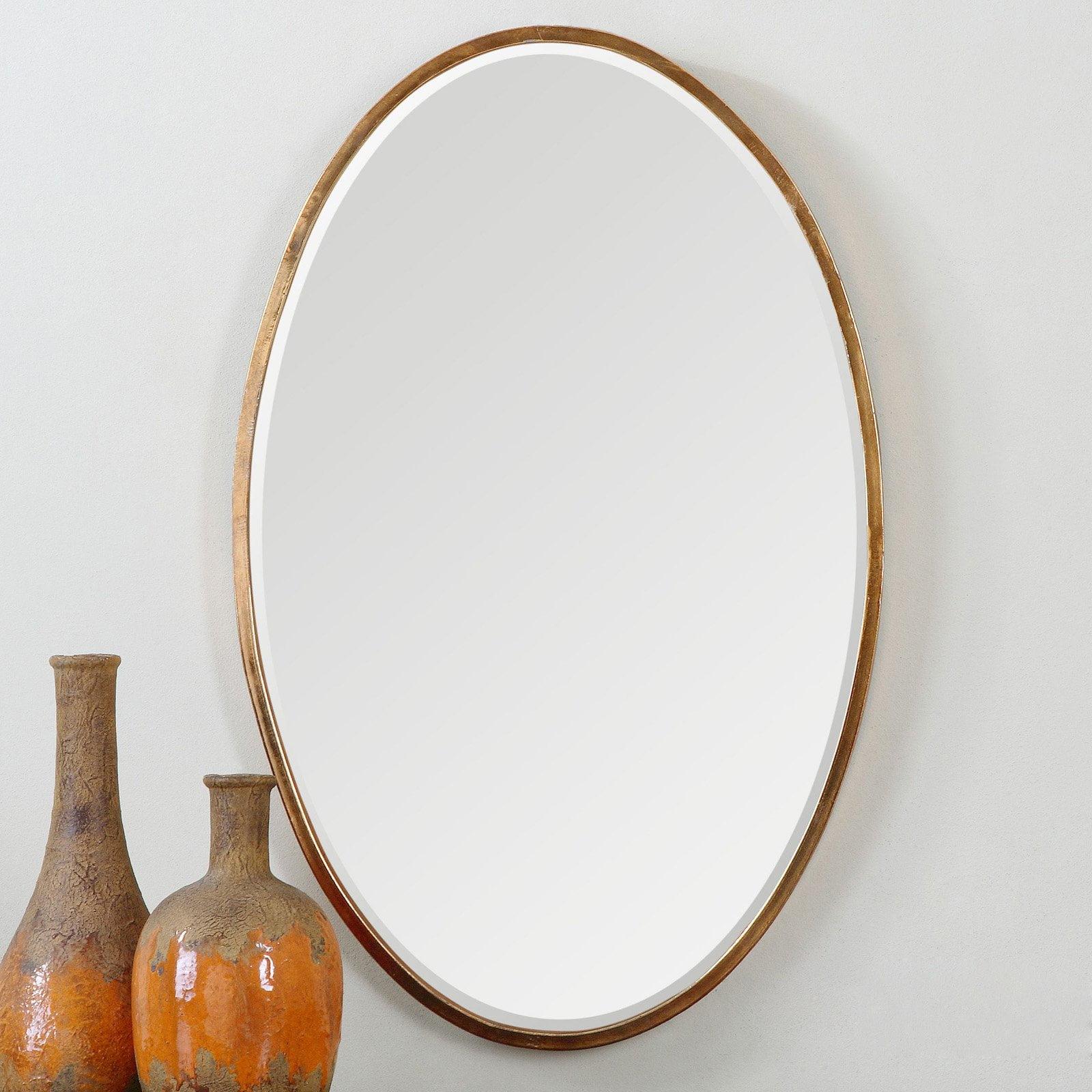 Merci Contemporary Gold Oval Wall Mirror - 18" x 28"