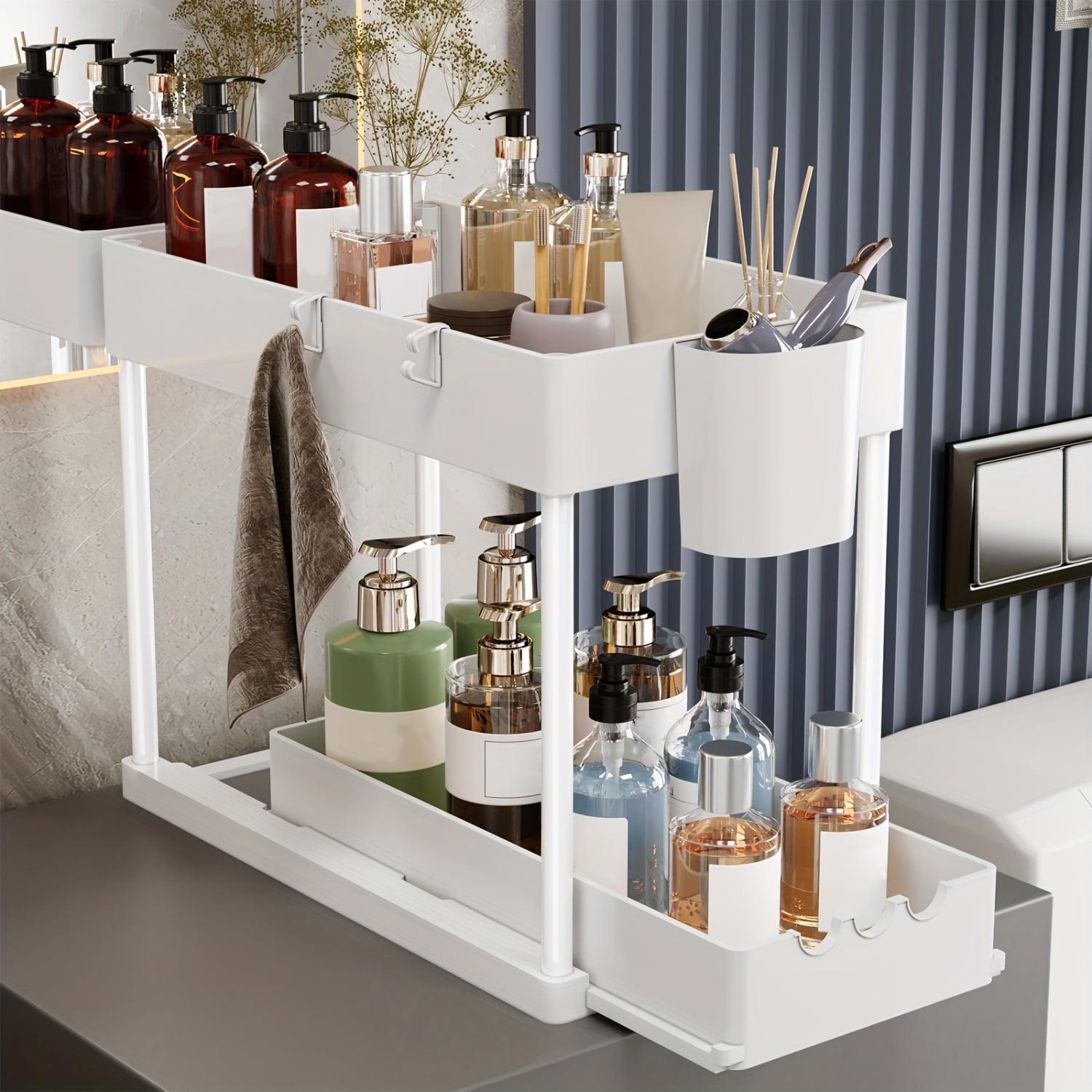 White Double Sliding 2-Tier Under Sink Organizer