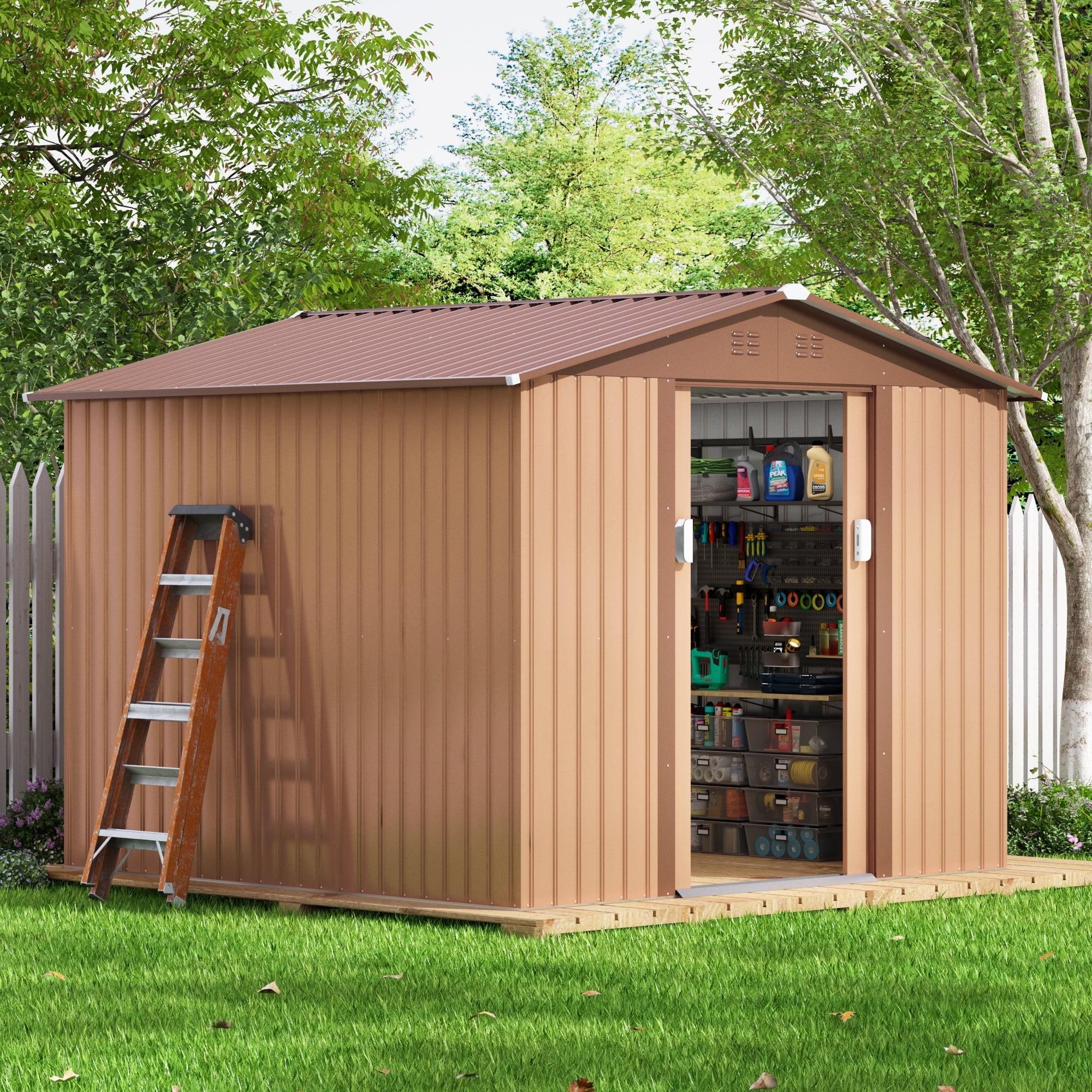 Jaxpety Outdoor 8 ft. W x 8 ft. D Metal Storage Shed