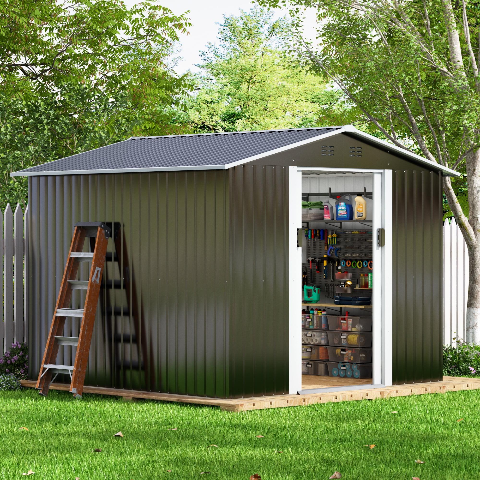 8 ft. W x 8 ft. D Metal Storage Tool Shed Outdoor Storage Shed With Sliding Doors and Vents