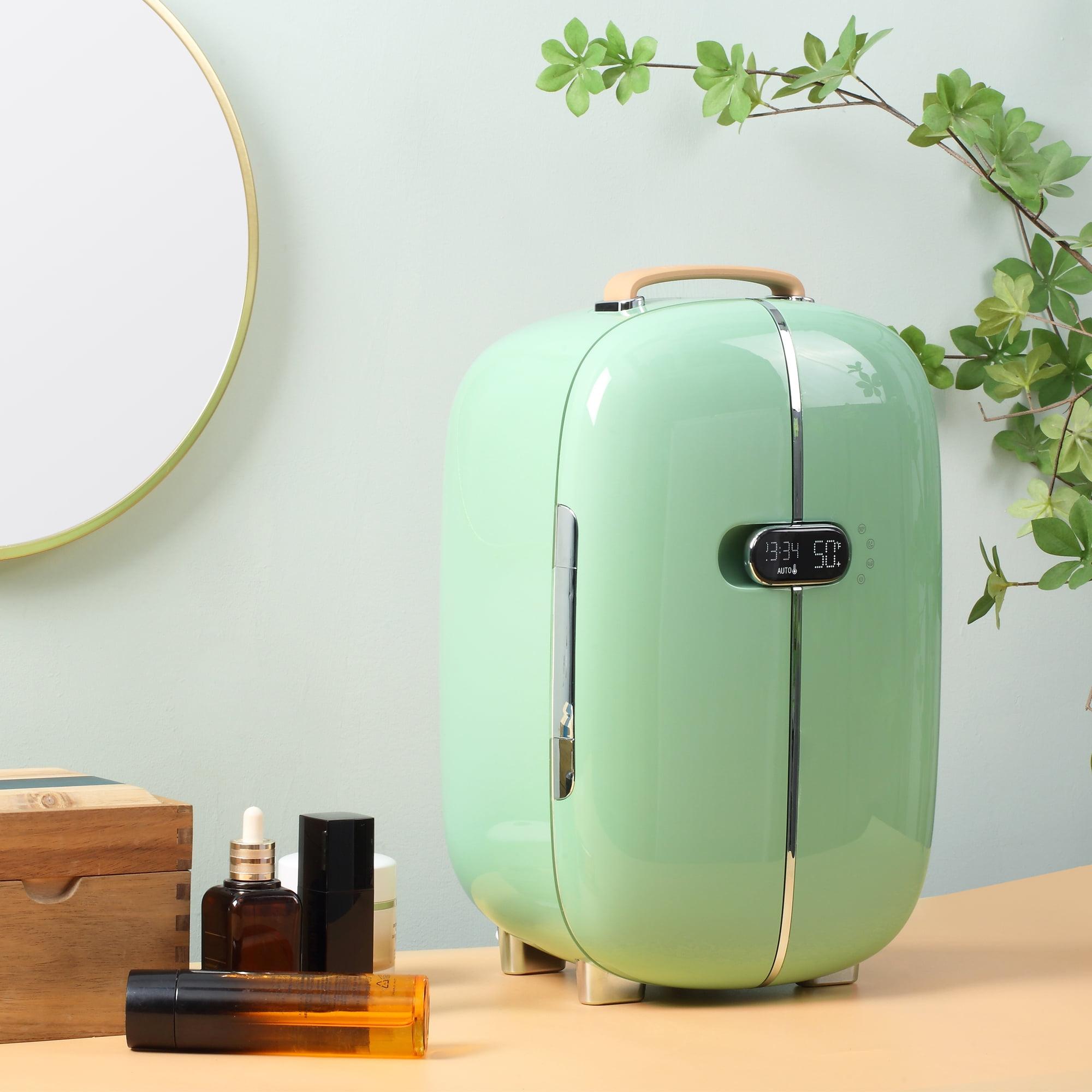 Compact Green Thermoelectric Skincare Mini Fridge with Timer