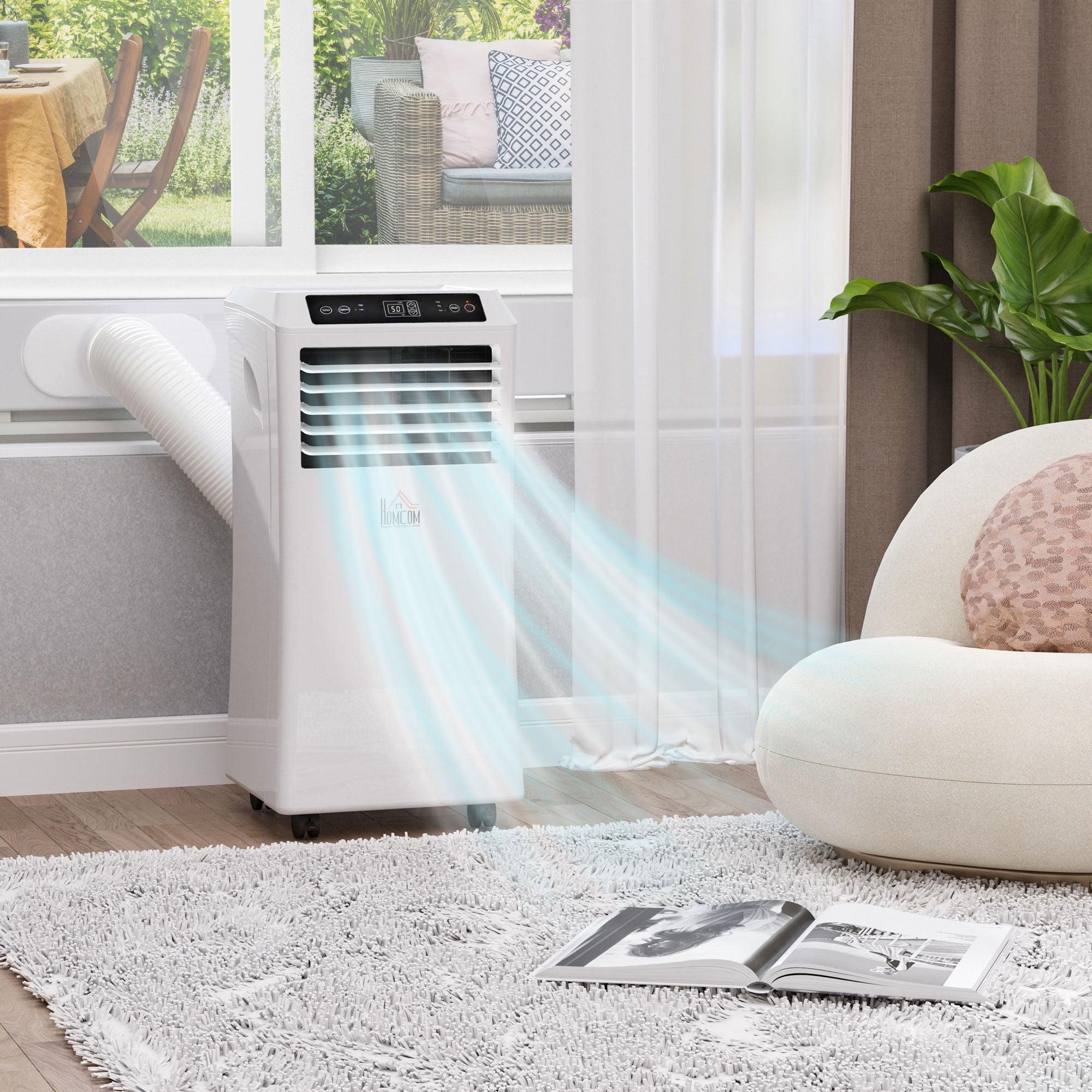 HOMCOM 10000 BTU Mobile Portable Air Conditioner with Cooling, Dehumidifier, Ventilating, Remote Control, 24-Hour Timer, Portable AC Unit for Bedroom, Living Room, Home Office, White