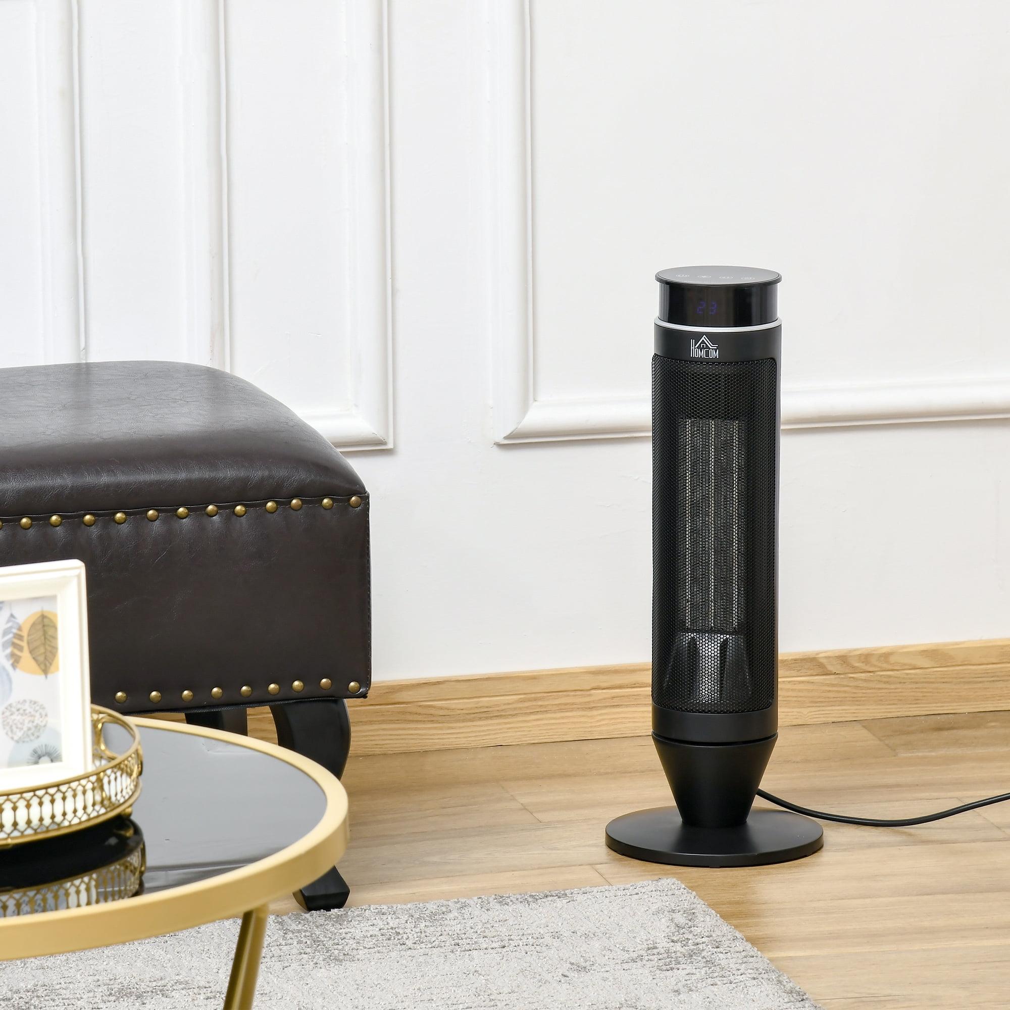 Black 21" Electric Oscillating Tower Heater with Remote