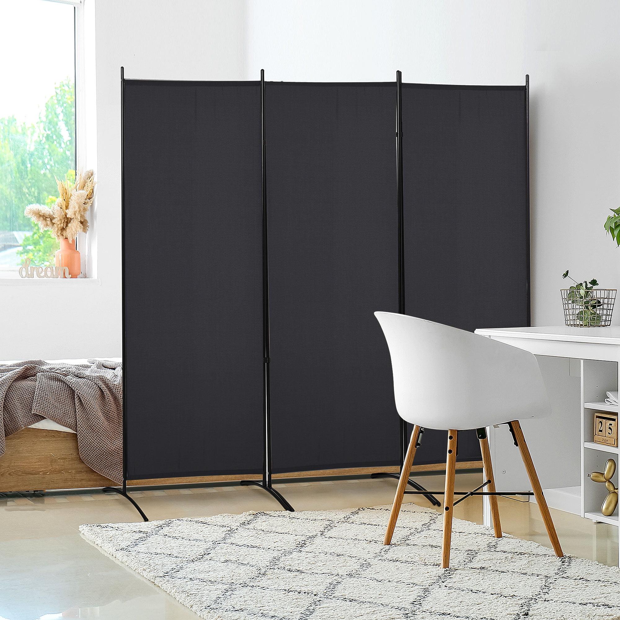 HOMCOM 3-Panel Room Divider Folding Privacy Screen Separator Partition Wall for Indoor Bedroom Office 100" x 72" Black
