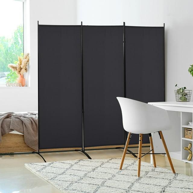 HOMCOM 3-Panel Room Divider Folding Privacy Screen Separator Partition Wall for Indoor Bedroom Office 100" x 72" Black