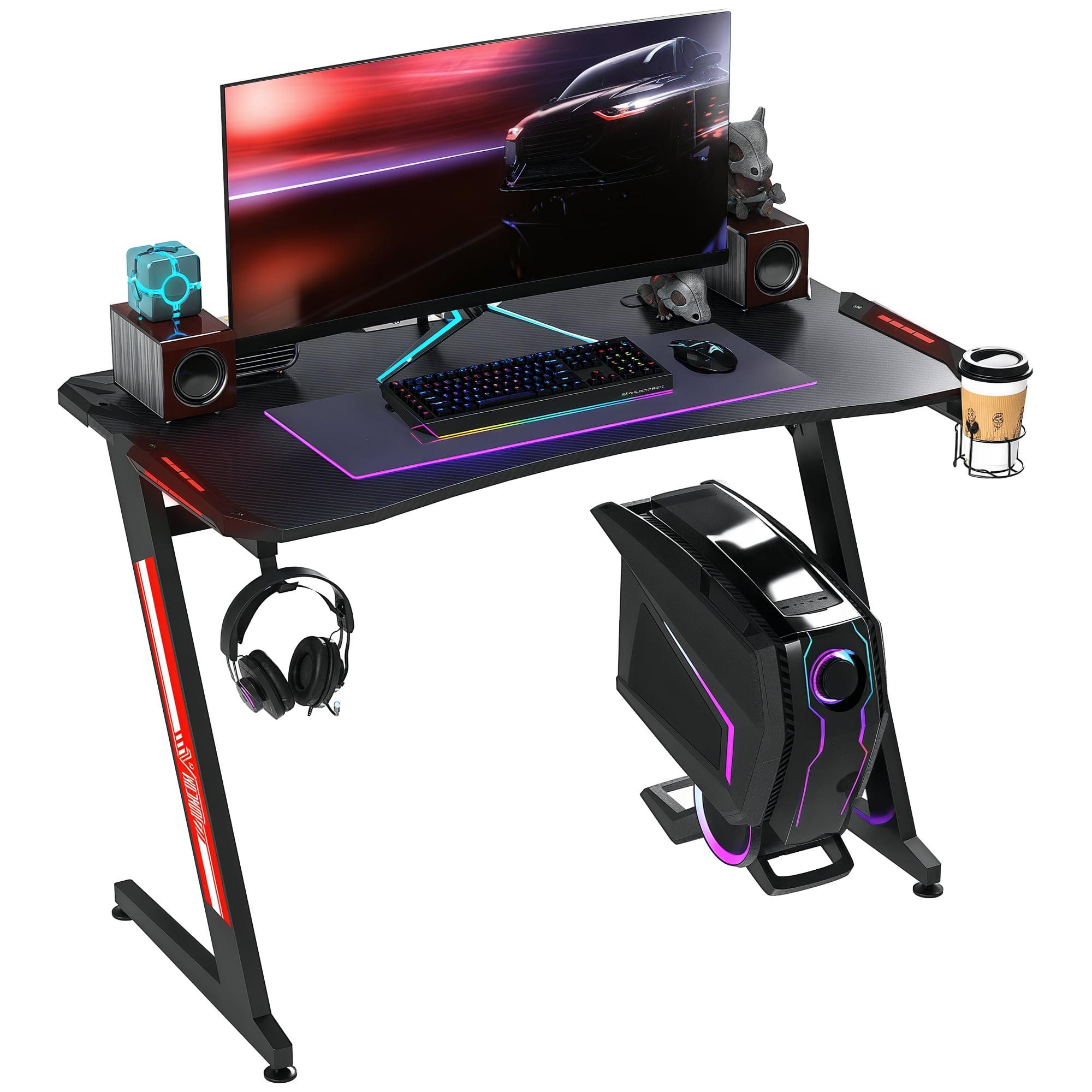 HomCom Adjustable Metal Base Computer Desk