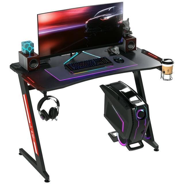 HomCom Adjustable Metal Base Computer Desk