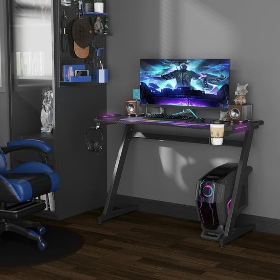 HomCom Adjustable Metal Base Computer Desk