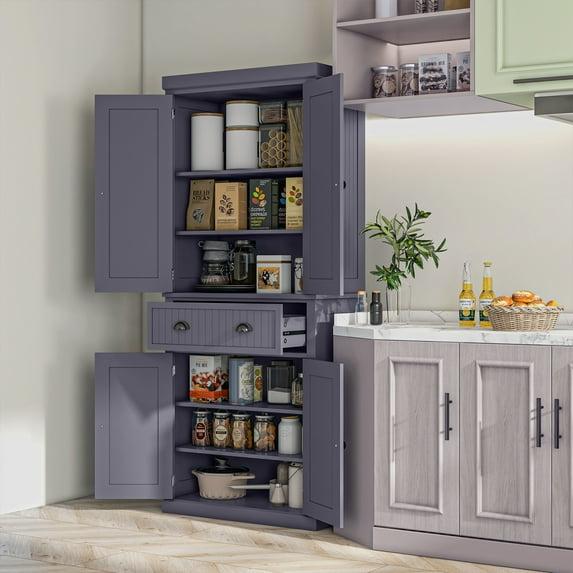 Winston Porter 72" Kitchen Pantry Cabinet Cupboard with Doors