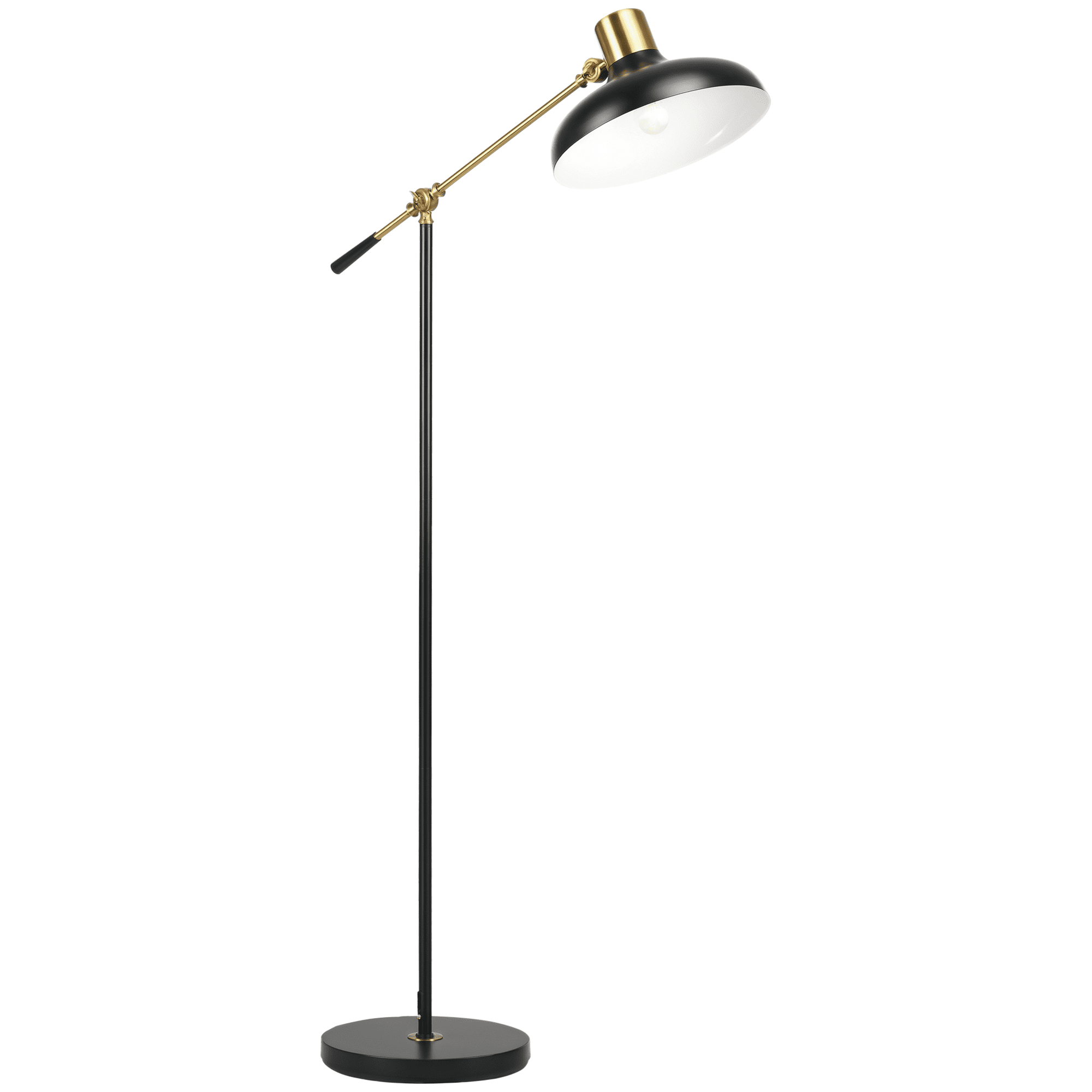 17 Stories Stevani Adjustable Floor Lamps for Living Room, Standing Lamp for Bedroom with Balance Arm, Adjustable Head and Height, Tall Black and Gold Lamp (Bulb not Included)