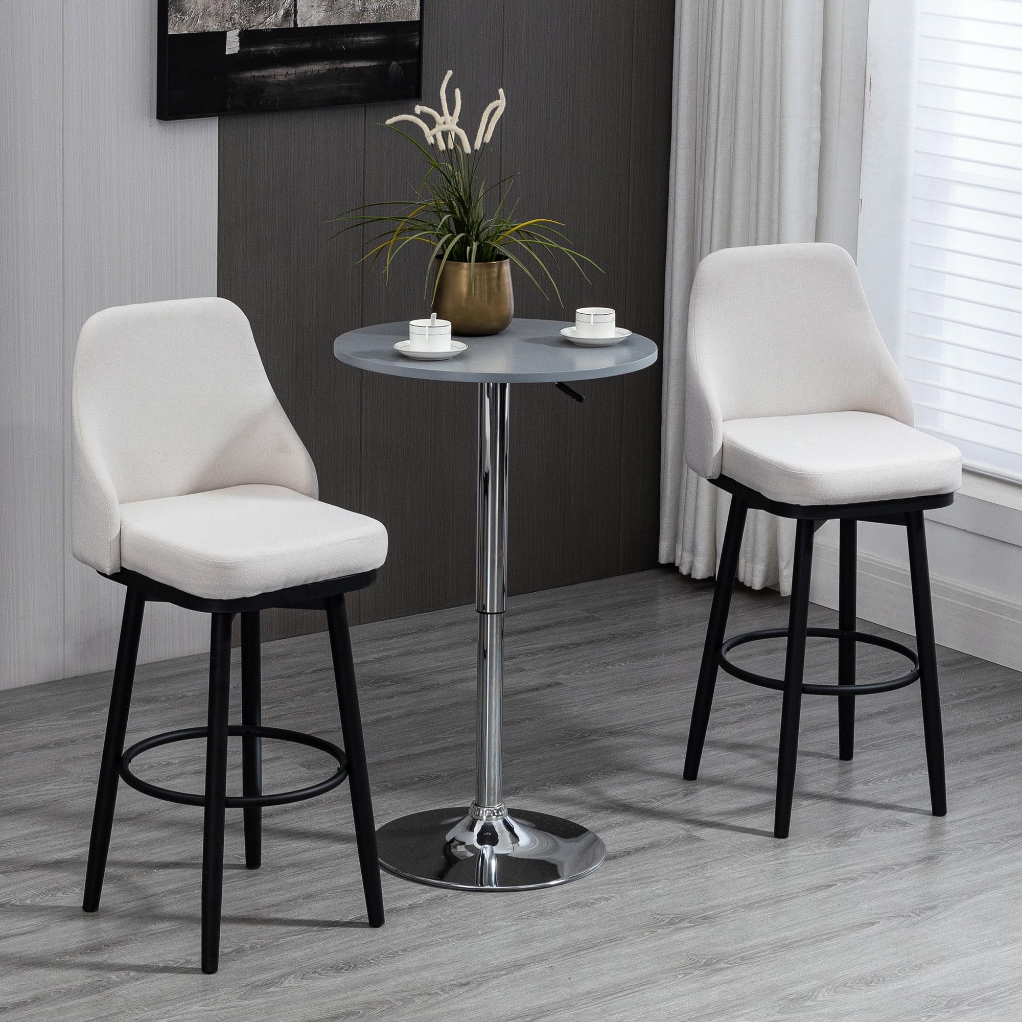 HOMCOM Extra Tall Bar Stools Set of 2, Modern 360° Swivel Barstools, Dining Room Chairs with Steel Legs and Footrest