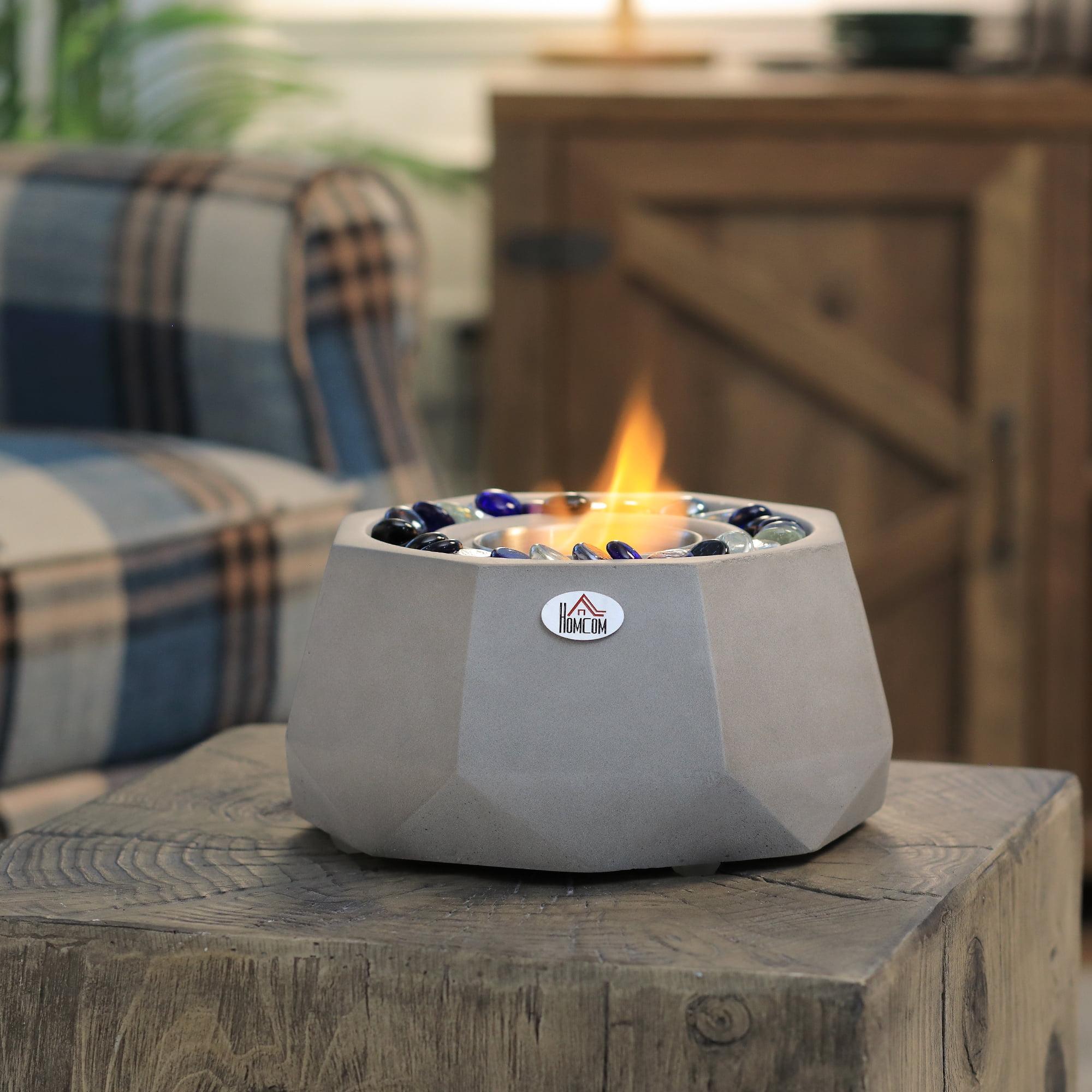 Gray Geometric Concrete Tabletop Fireplace with Lid