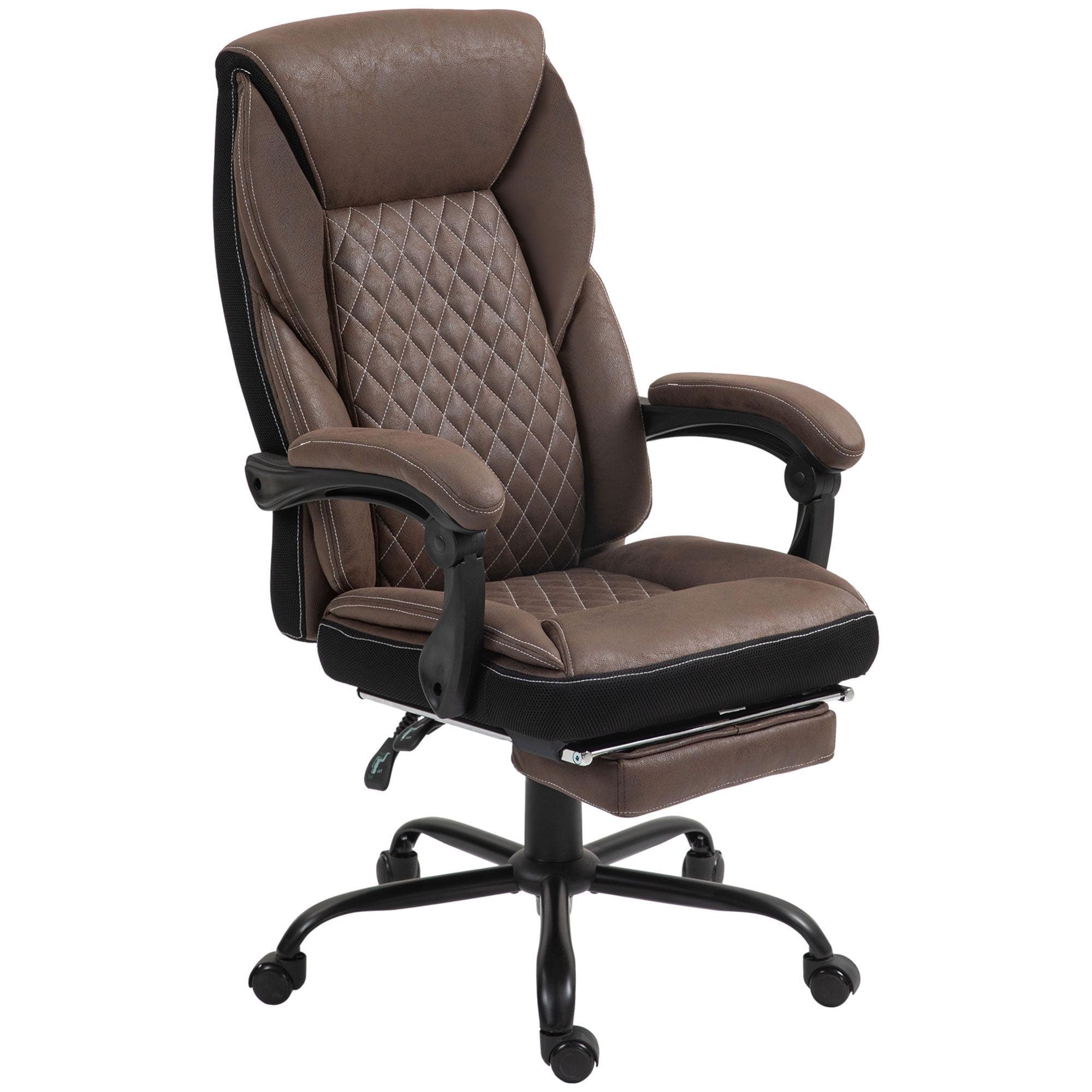 HOMCOM Executive Office Chair with Footrest, High Back Desk Chair, Reclining Swivel Chair, Height Adjustable, Dark Brown