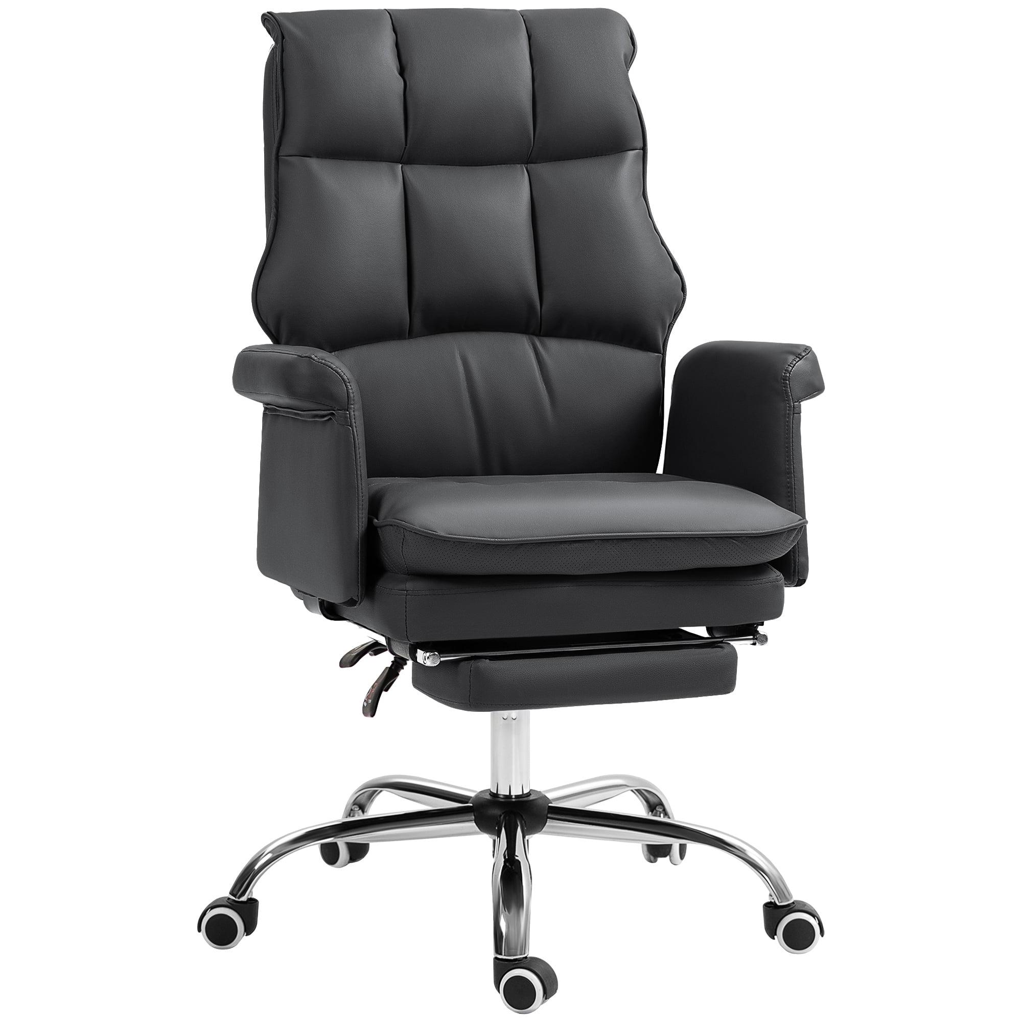 HOMCOM Executive Office Chair with Footrest, Ergonomic Office Chair, Reclining PU Leather Computer Chair, Black