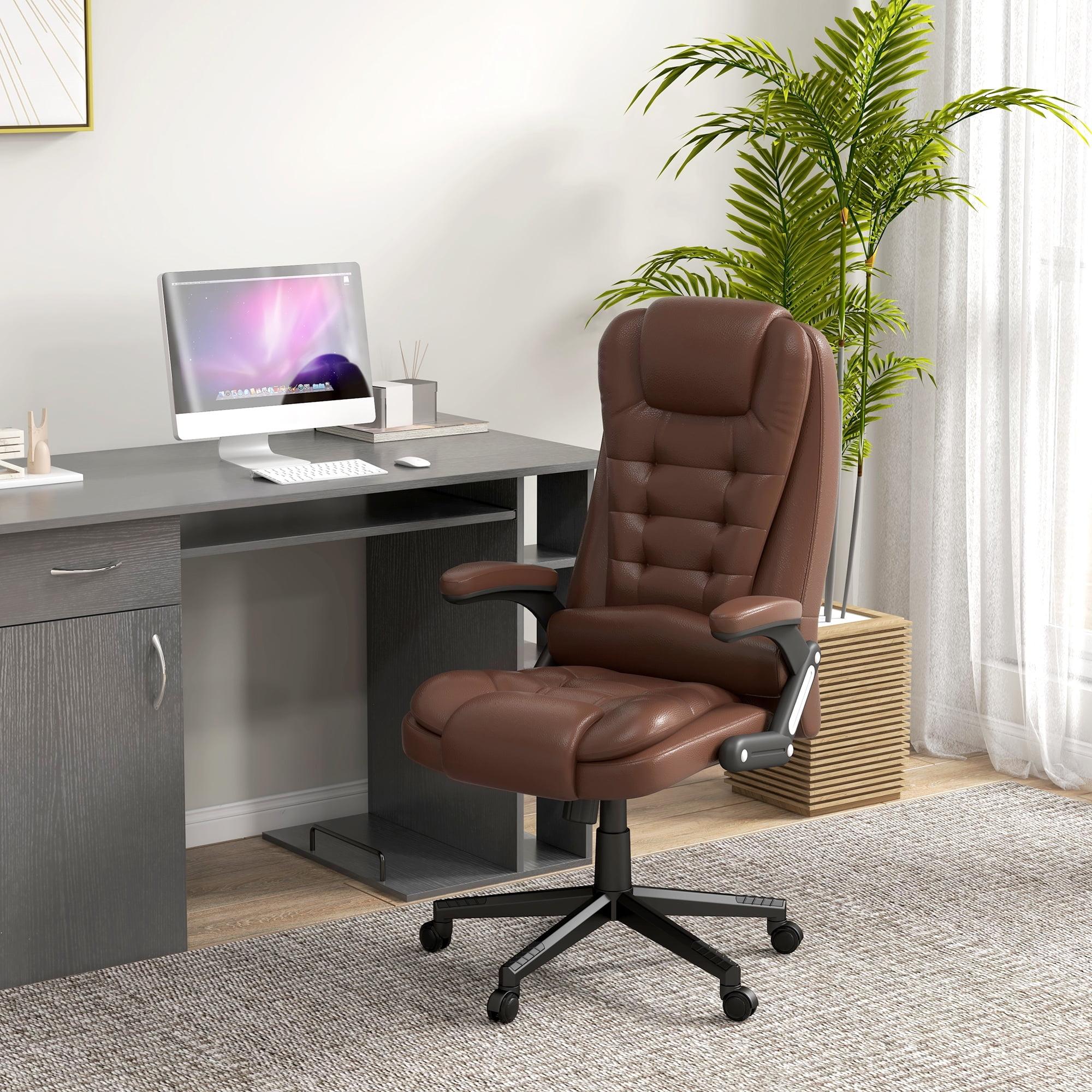 HOMCOM High-Back Massage Office Chair, Heated Reclining Computer Chair with Remote, Brown